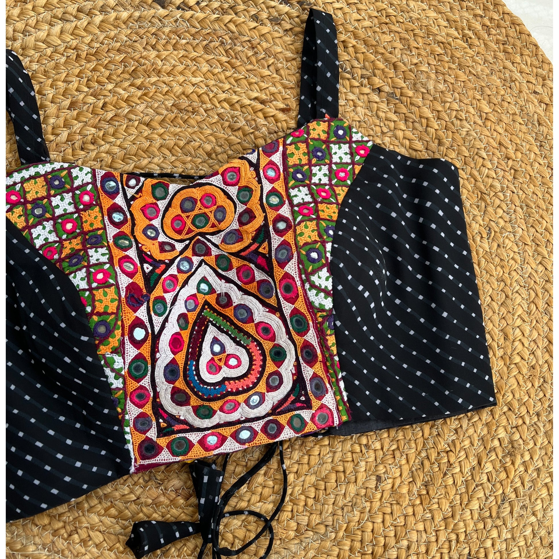 BLACK LAHERIYA BANJARA BLOUSE HANDMADEAHOLIC BY MISHKA