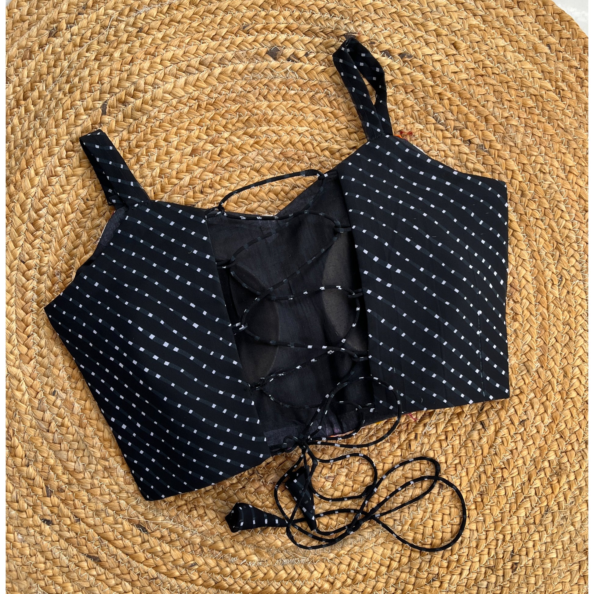 BLACK LAHERIYA BANJARA BLOUSE HANDMADEAHOLIC BY MISHKA