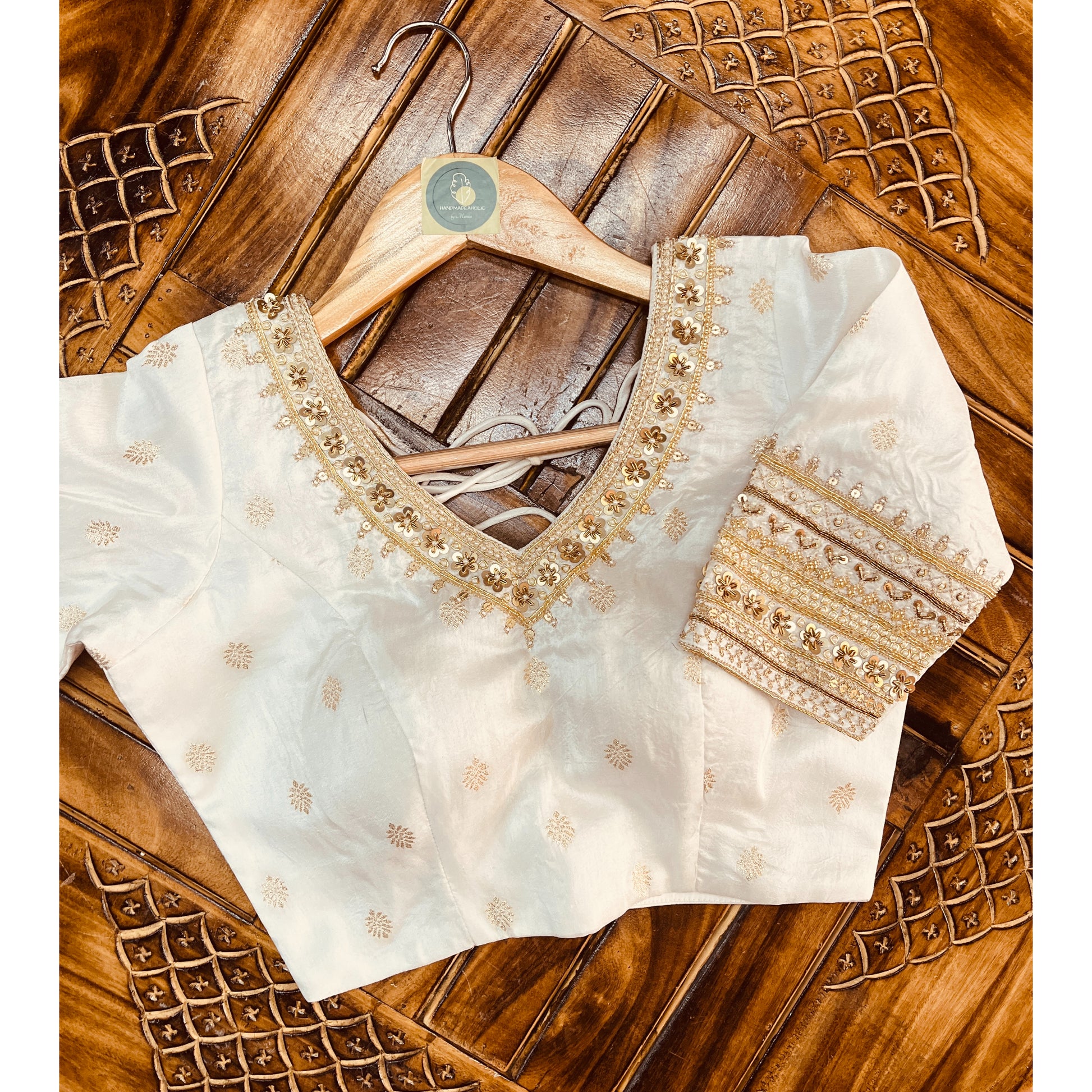 BANARASI HANDWORK 0FF WHITE BLOUSE