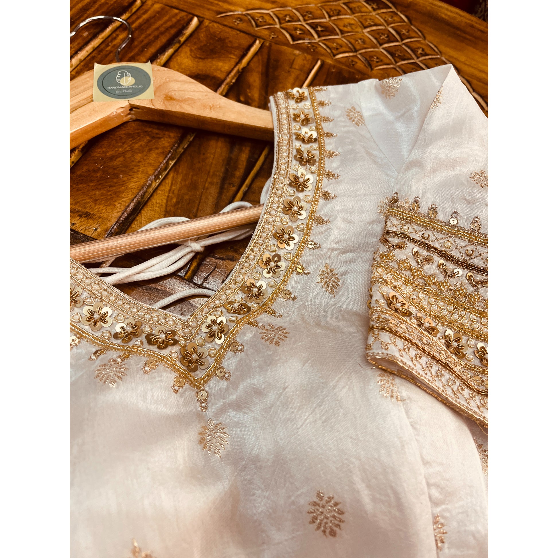 BANARASI HANDWORK 0FF WHITE BLOUSE