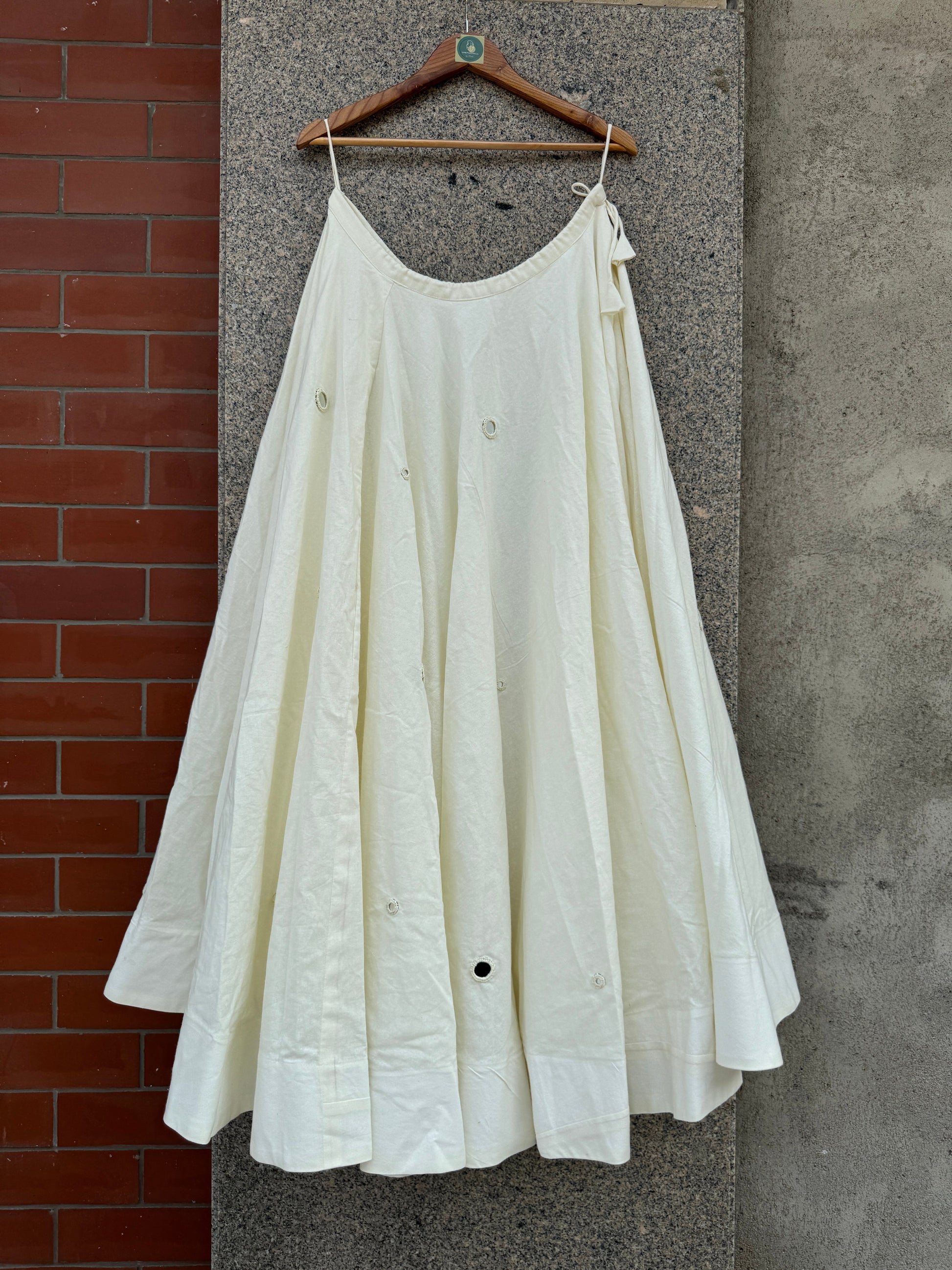 OFF WHITE UMBRELLA MIRROR WORK SKIRT HANDMADEAHOLIC BY MISHKA