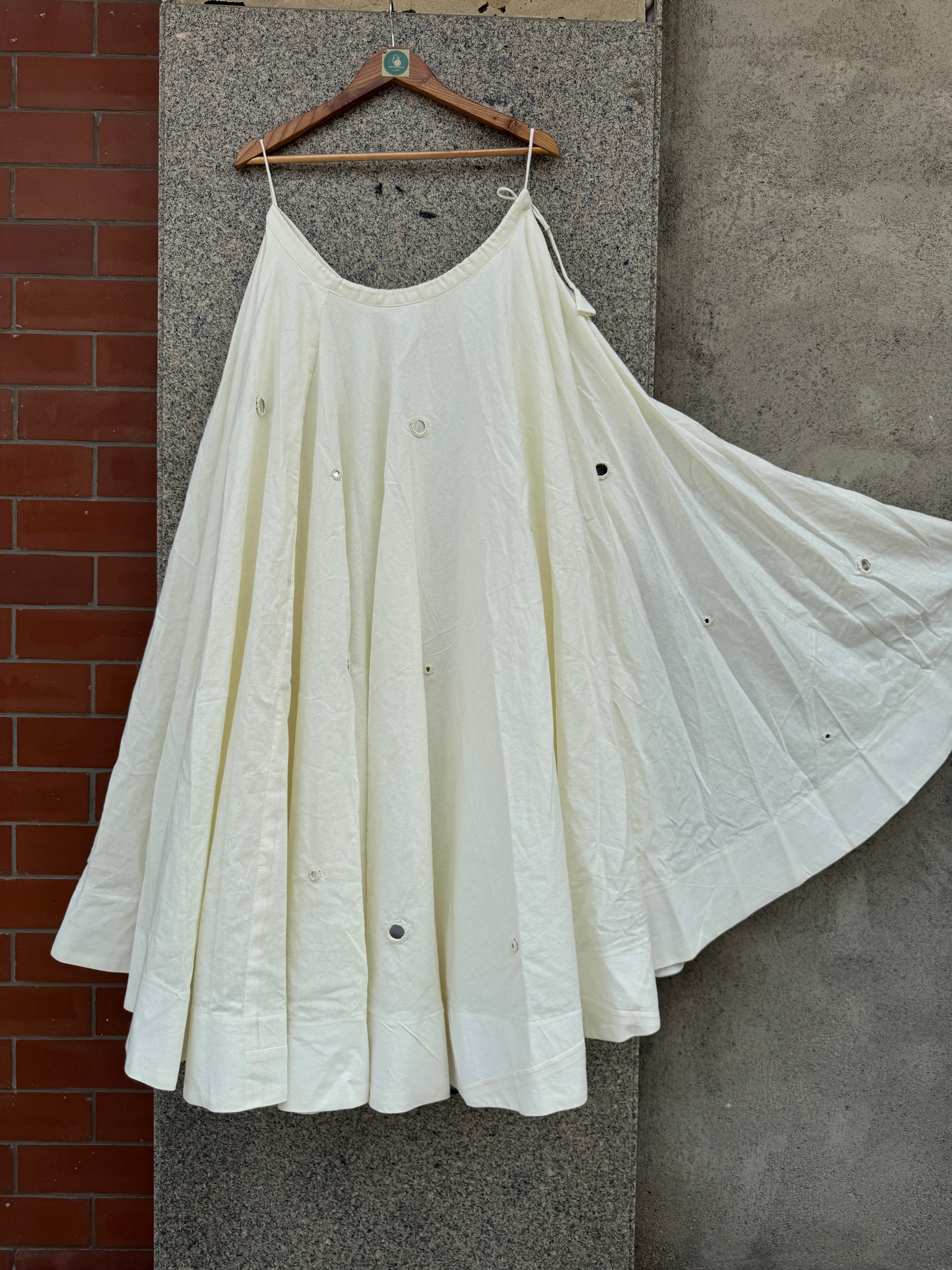 OFF WHITE UMBRELLA MIRROR WORK SKIRT HANDMADEAHOLIC BY MISHKA