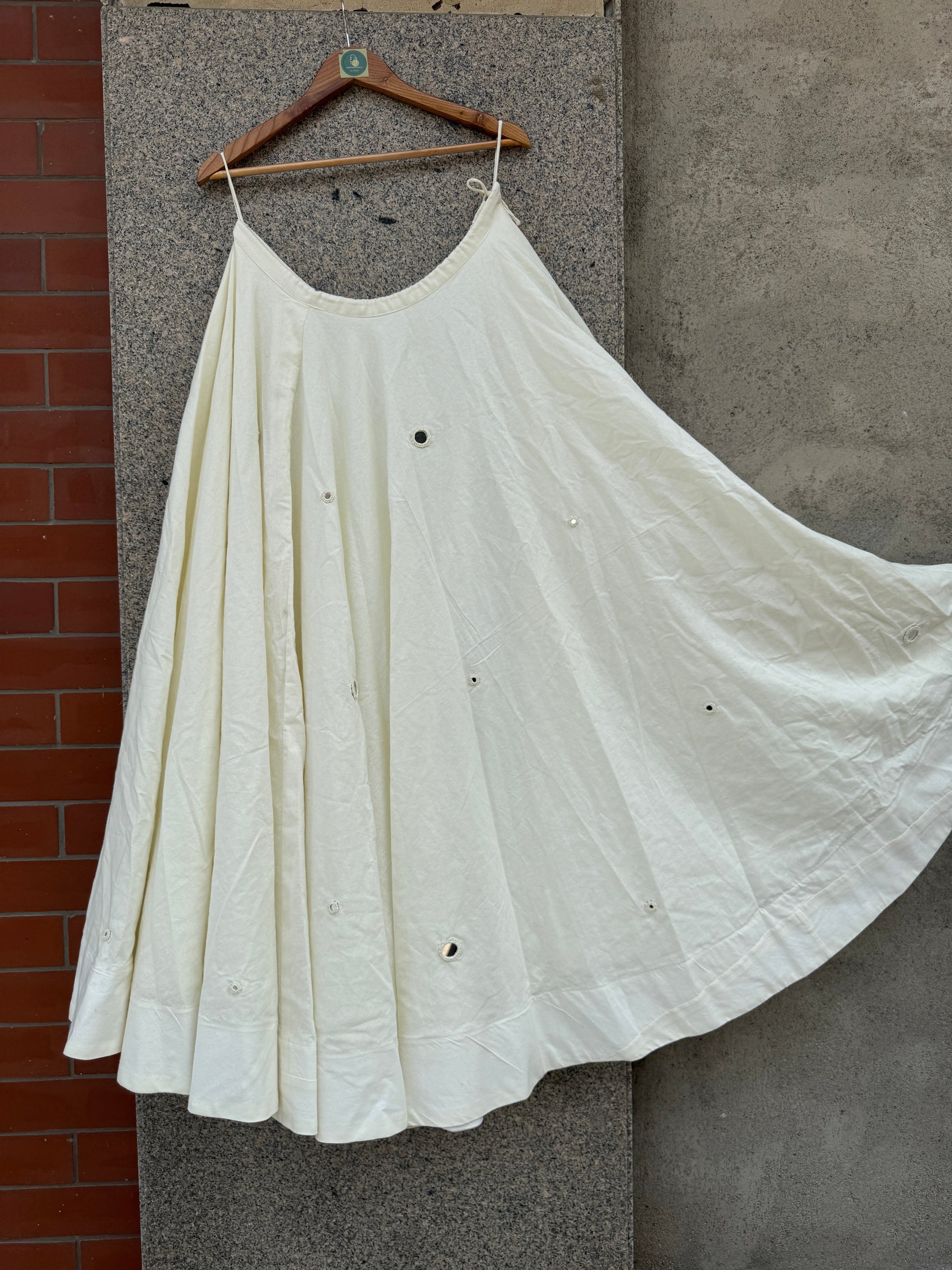 OFF WHITE UMBRELLA MIRROR WORK SKIRT HANDMADEAHOLIC BY MISHKA