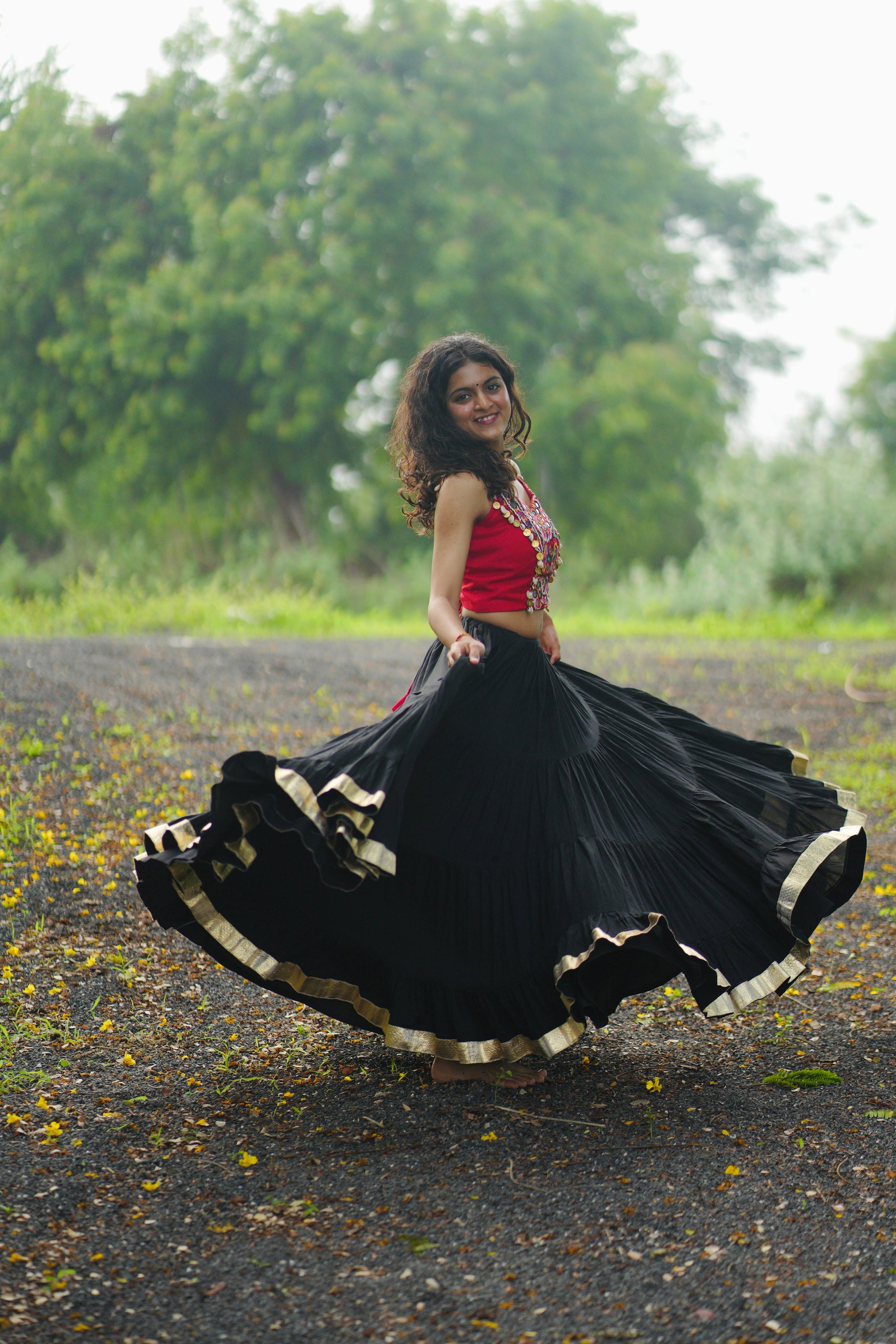 RED AND BLACK CHANIYA CHOLI HANDMADEAHOLIC BY MISHKA