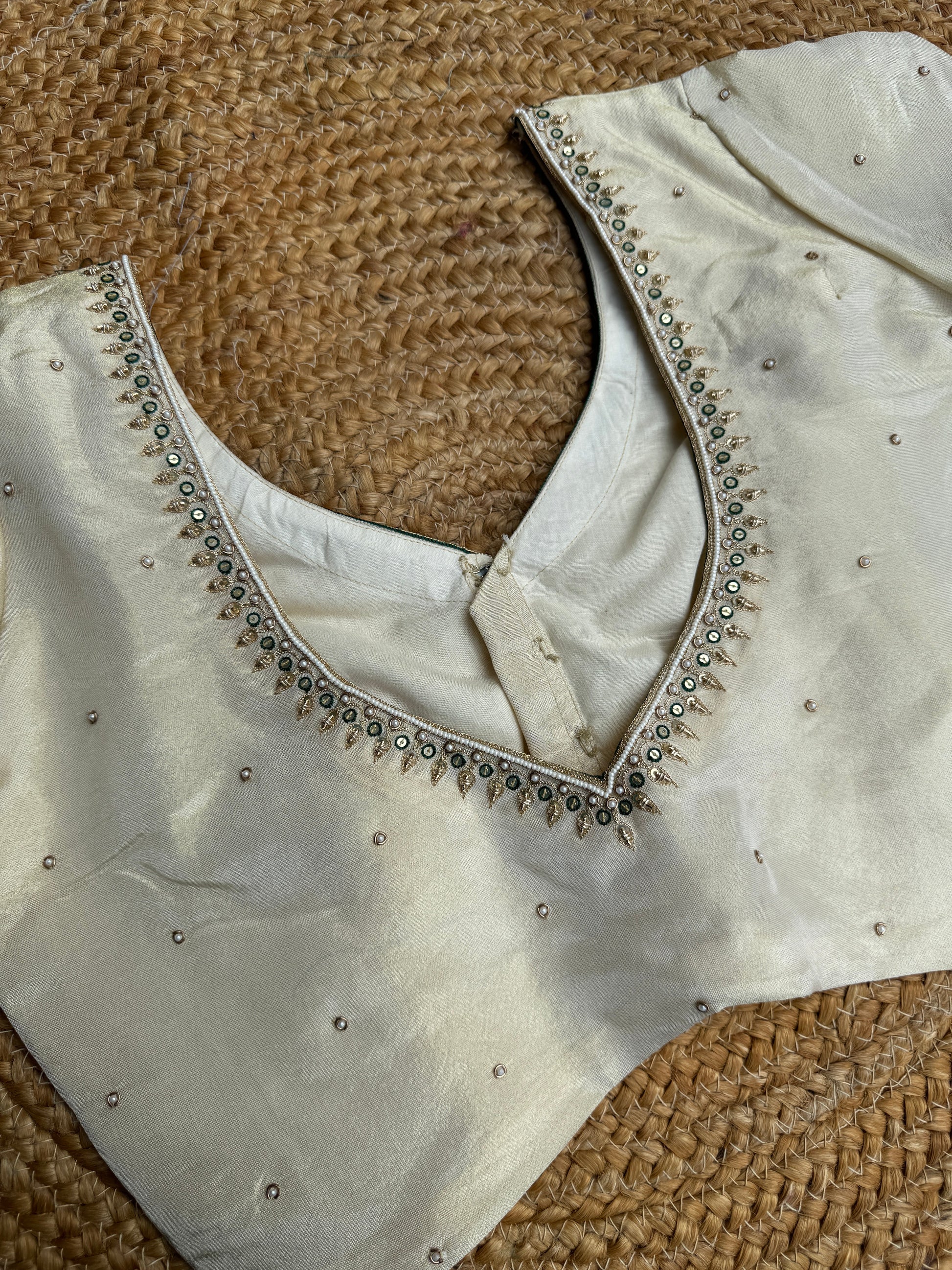 GOLDEN SIMMER TISSUE SILK HANDWORK  BLOUSE HANDMADEAHOLIC BY MISHKA