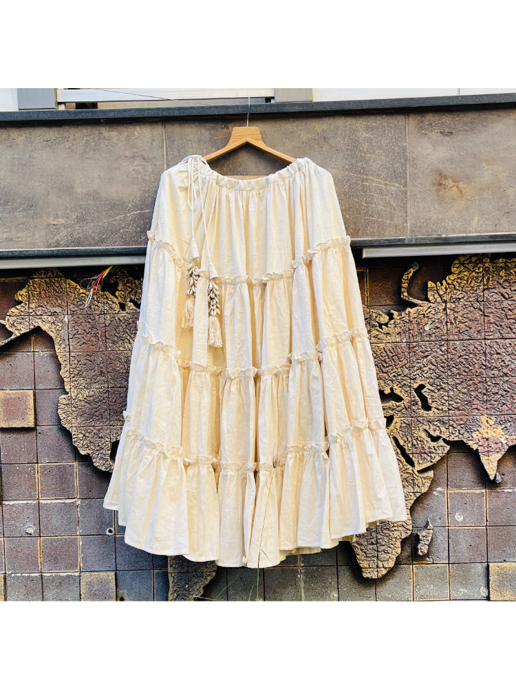 OFF WHITE KHADI FRILL SKIRT HANDMADEAHOLIC BY MISHKA