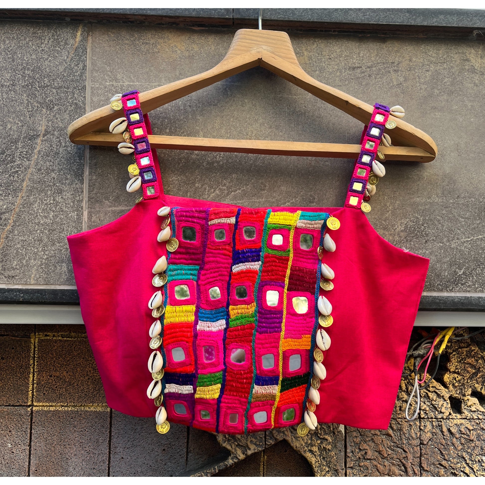 PINK AFGHANI SPAGHETTI BLOUSE HANDMADEAHOLIC BY MISHKA