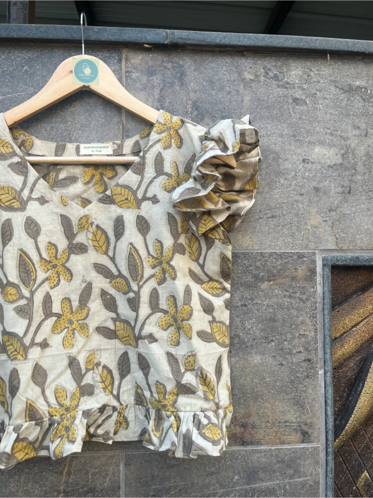 BROWN HANDBLOCK CAMI TOP HANDMADEAHOLIC BY MISHKA