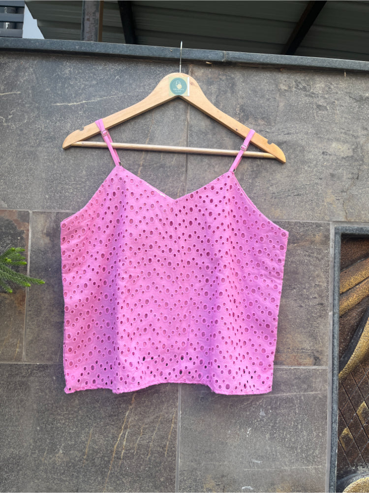 PINK SCHIFFLY CAMI TOP HANDMADEAHOLIC BY MISHKA
