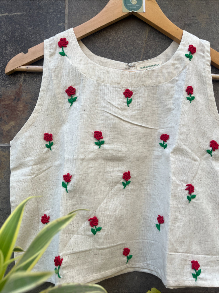 OFF WHITE EMBROIDARY TANK TOP HANDMADEAHOLIC BY MISHKA