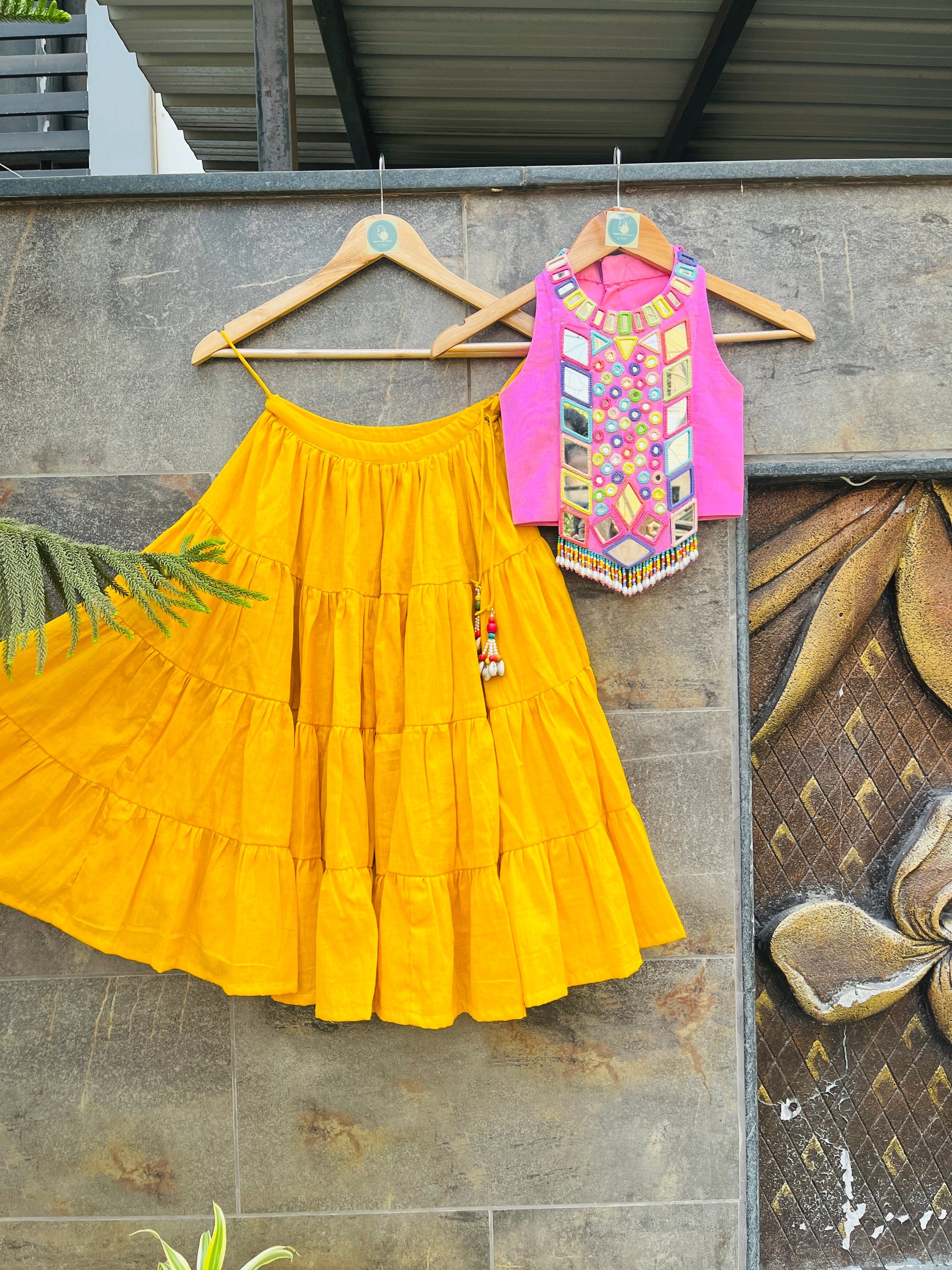 YELLOW PINK CHOLI HANDMADEAHOLIC BY MISHKA