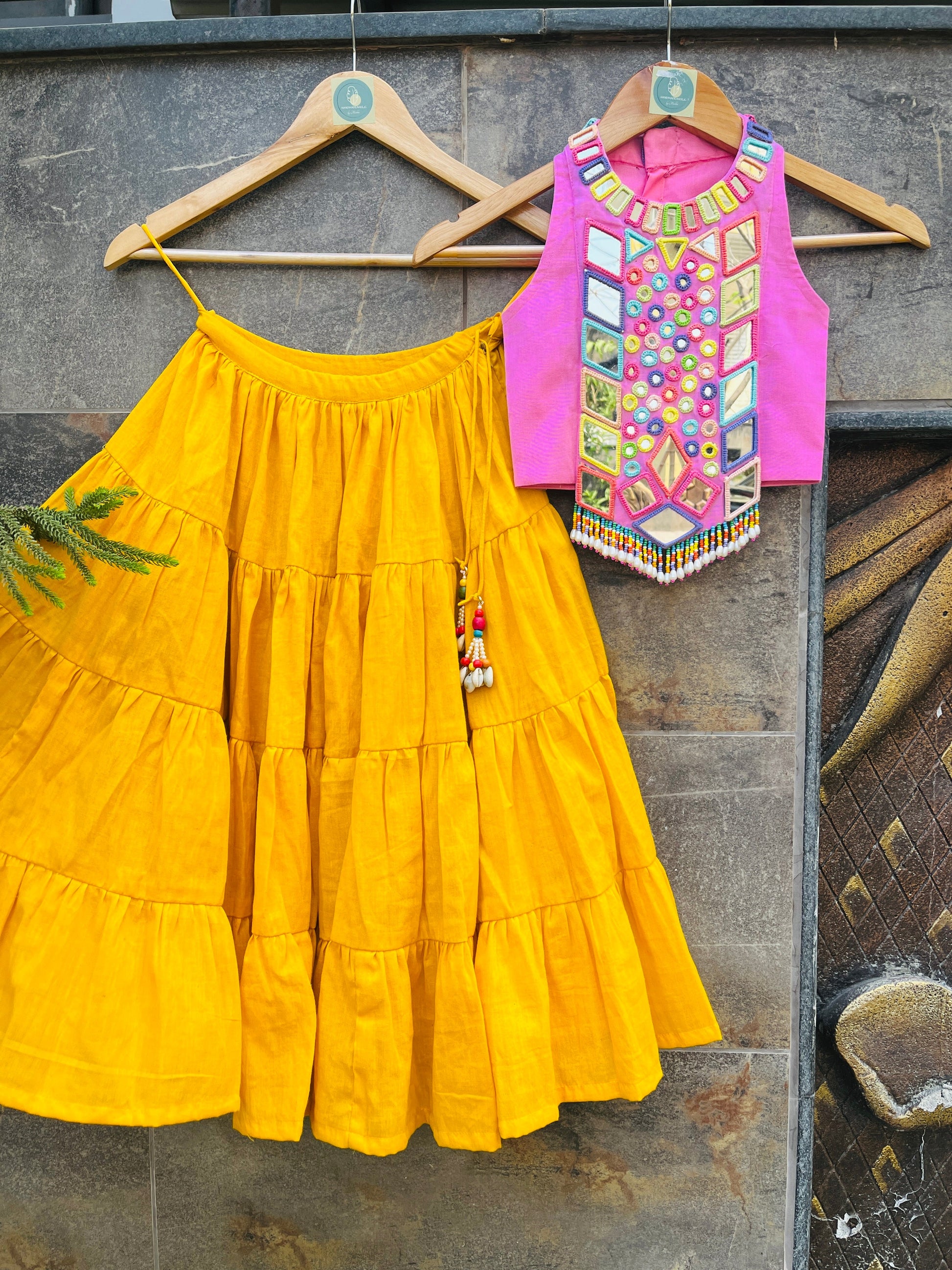 YELLOW PINK CHOLI HANDMADEAHOLIC BY MISHKA