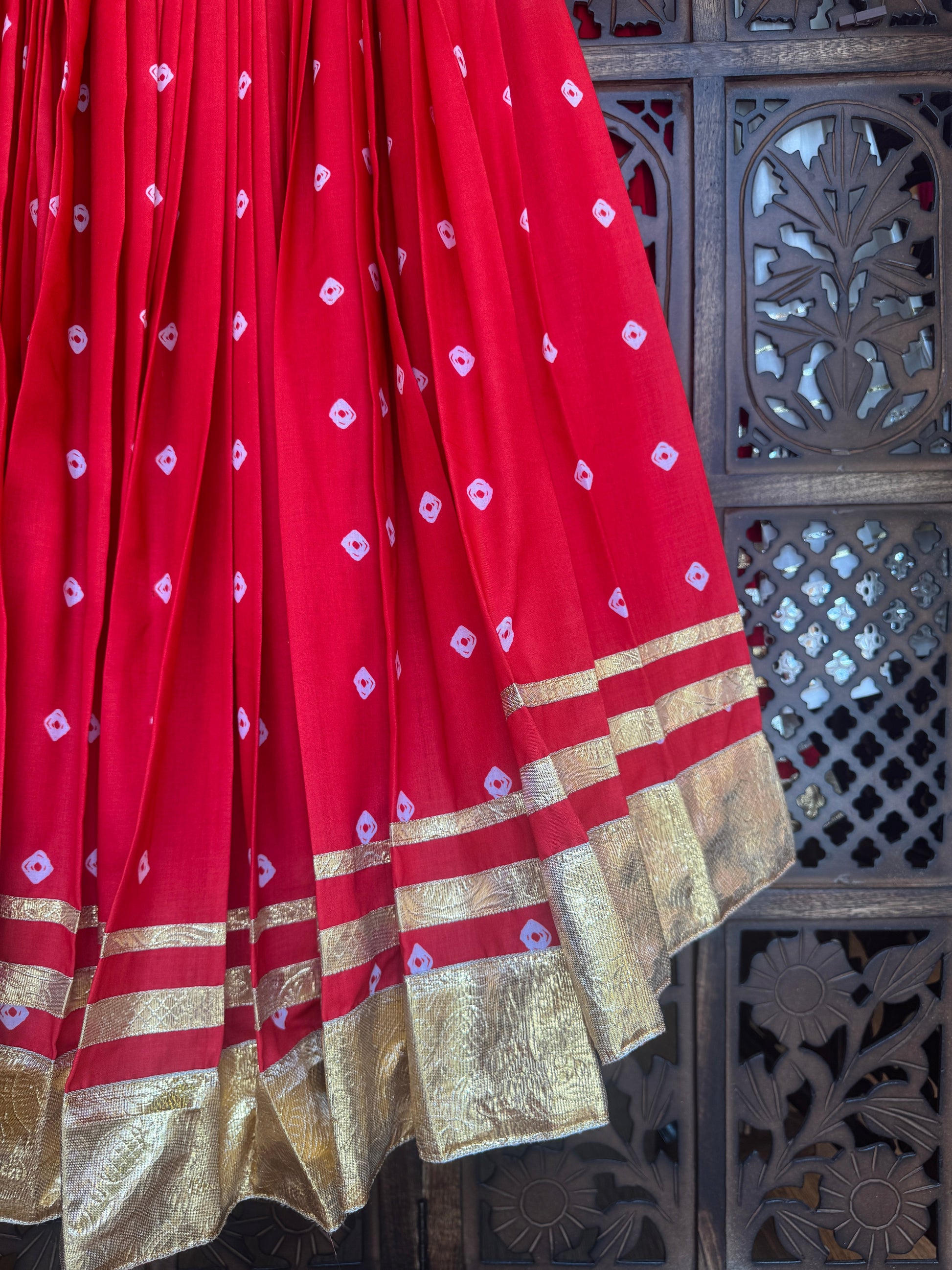 RED BANDHANI SKIRT RAAS'25 HANDMADEAHOLIC BY MISHKA