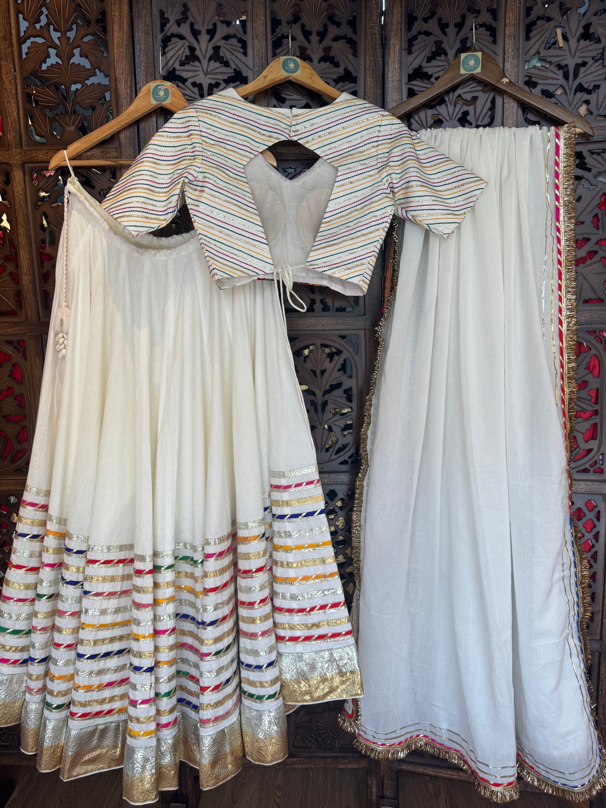 OFF WHITE MULTI GOTTA CHANIYA CHOLI RAAS'25 HANDMADEAHOLIC BY MISHKA