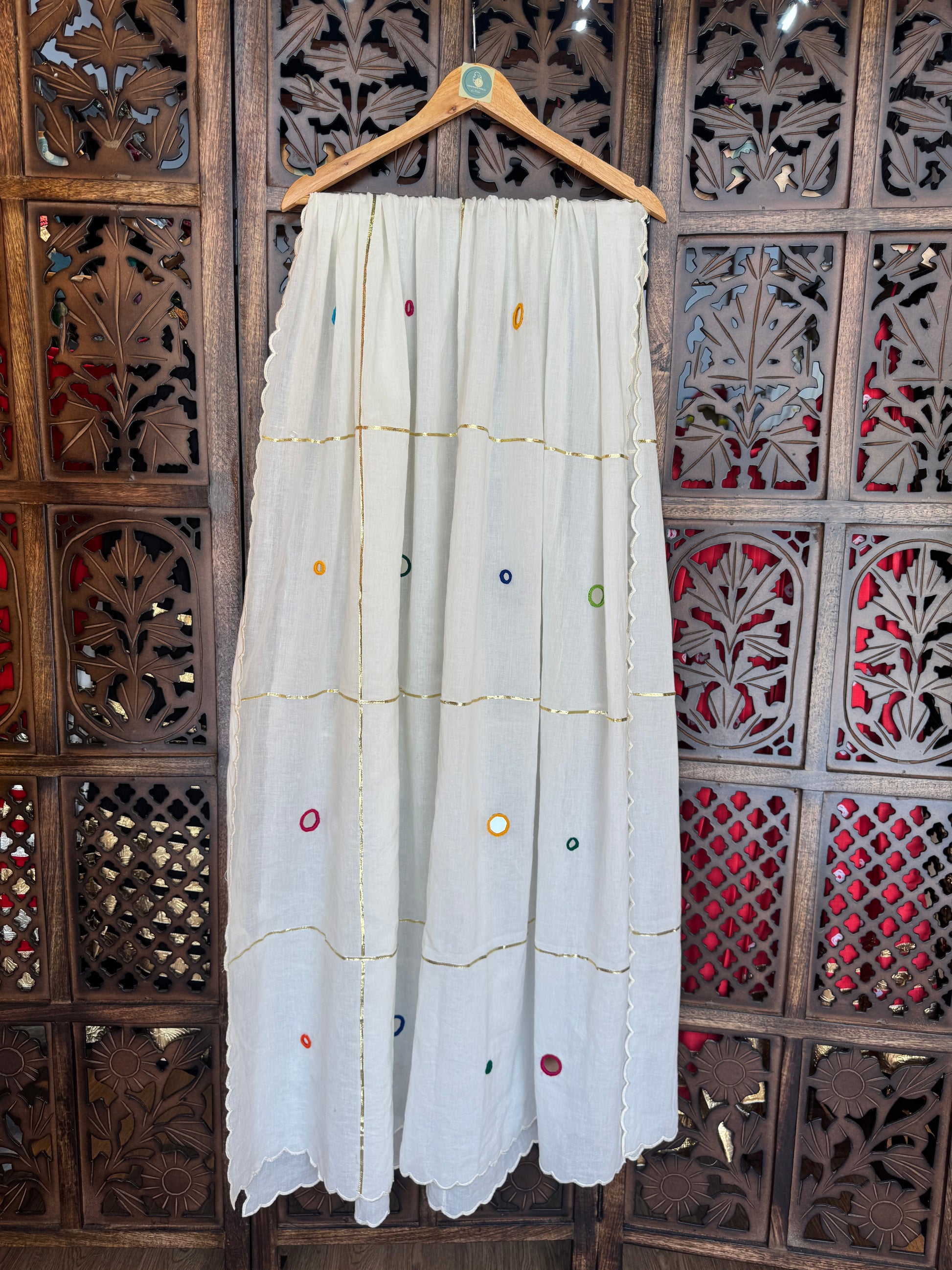 OFF WHITE MIRROR DUPATTA HANDMADEAHOLIC BY MISHKA