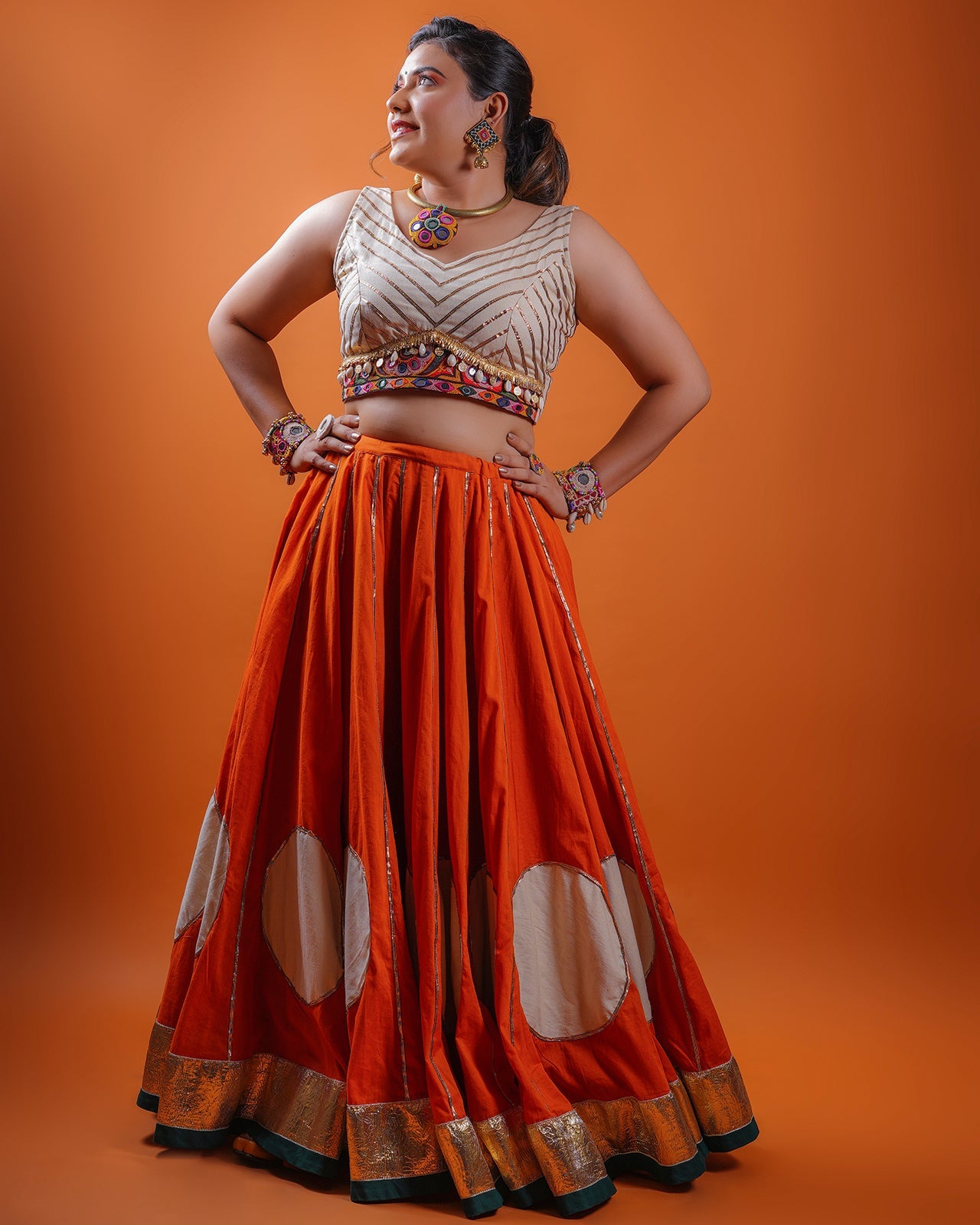 RUST ORANGE CHANIYA CHOLI RAAS'25 HANDMADEAHOLIC BY MISHKA