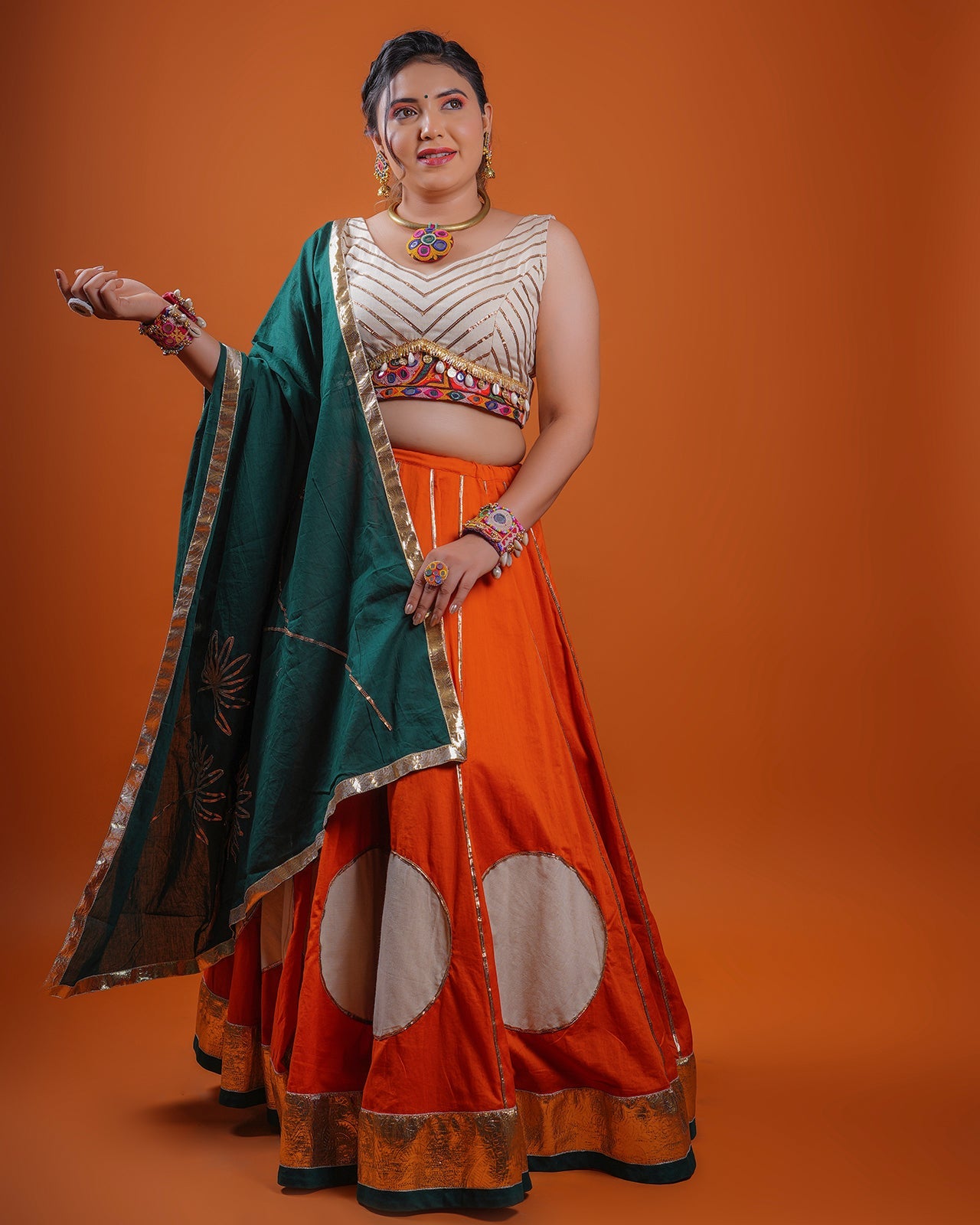 RUST ORANGE CHANIYA CHOLI RAAS'25 HANDMADEAHOLIC BY MISHKA