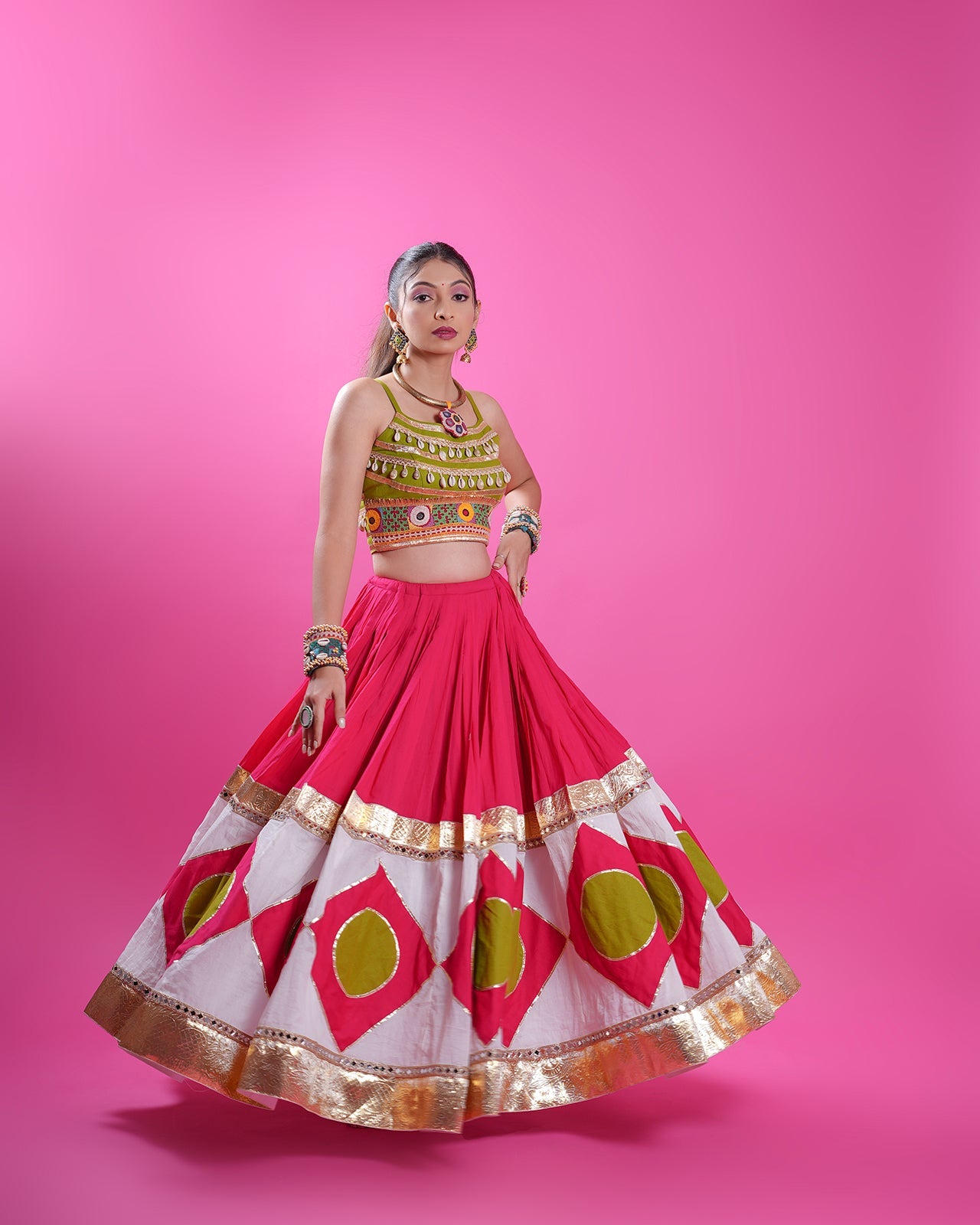 PINK CHANIYA CHOLI RAAS'25 HANDMADEAHOLIC BY MISHKA