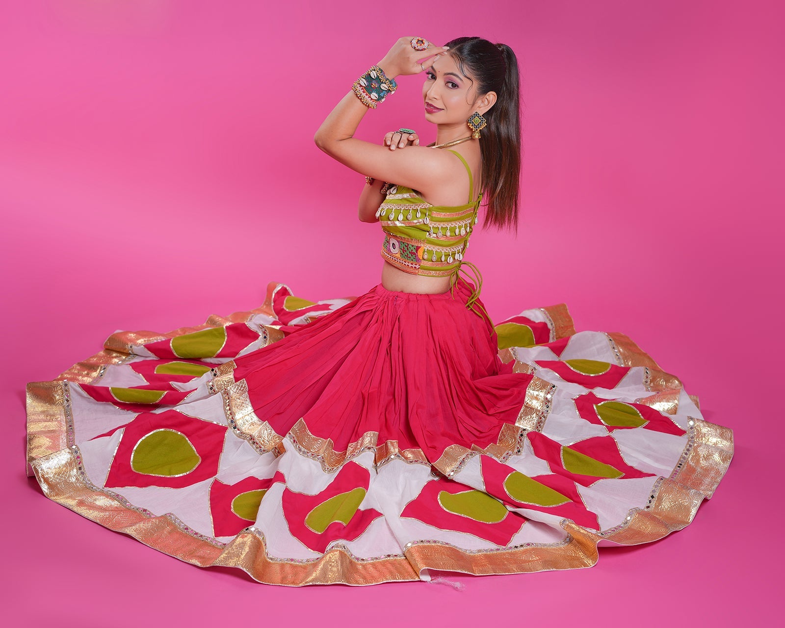 PINK CHANIYA CHOLI RAAS'25 HANDMADEAHOLIC BY MISHKA