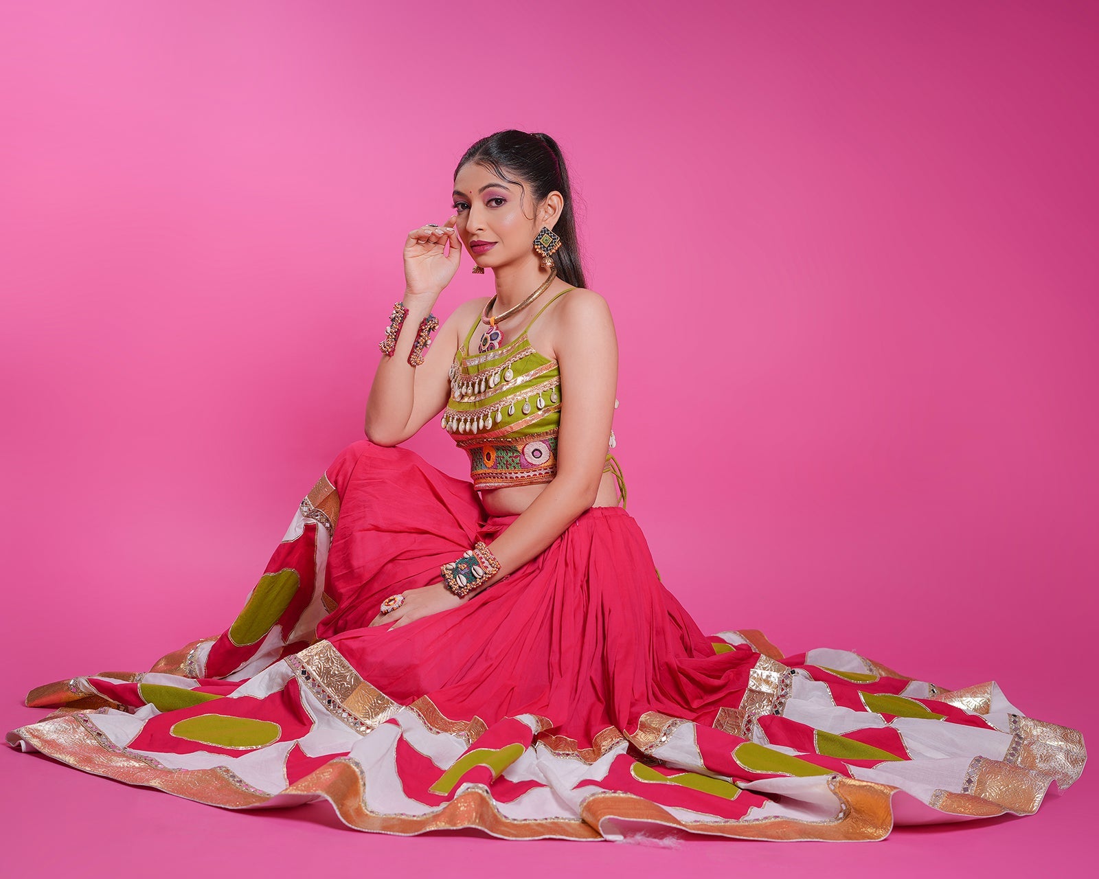PINK CHANIYA CHOLI RAAS'25 HANDMADEAHOLIC BY MISHKA