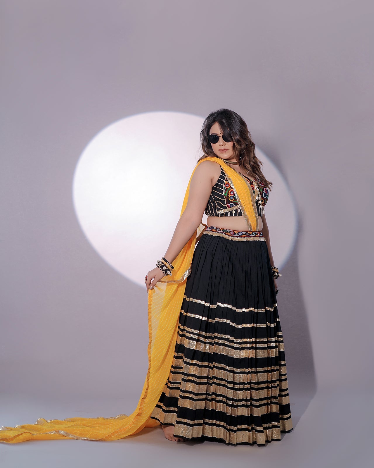 MULTI LAMPI BLACK CHANIYA CHOLI RAAS'25 HANDMADEAHOLIC BY MISHKA
