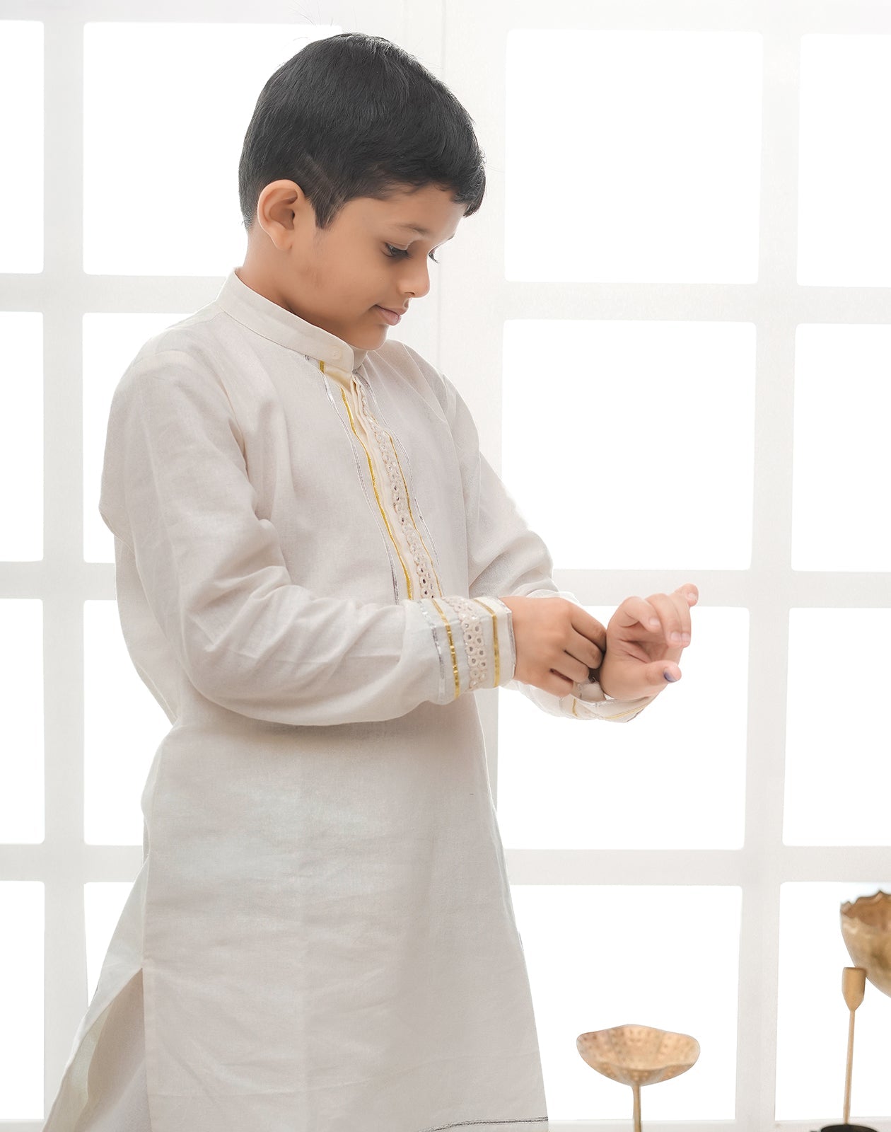 OFF WHITE BOYS KURTA RAAS'25 HANDMADEAHOLIC BY MISHKA