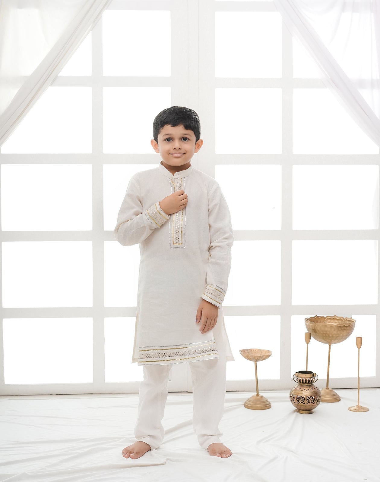 OFF WHITE BOYS KURTA RAAS'25 HANDMADEAHOLIC BY MISHKA