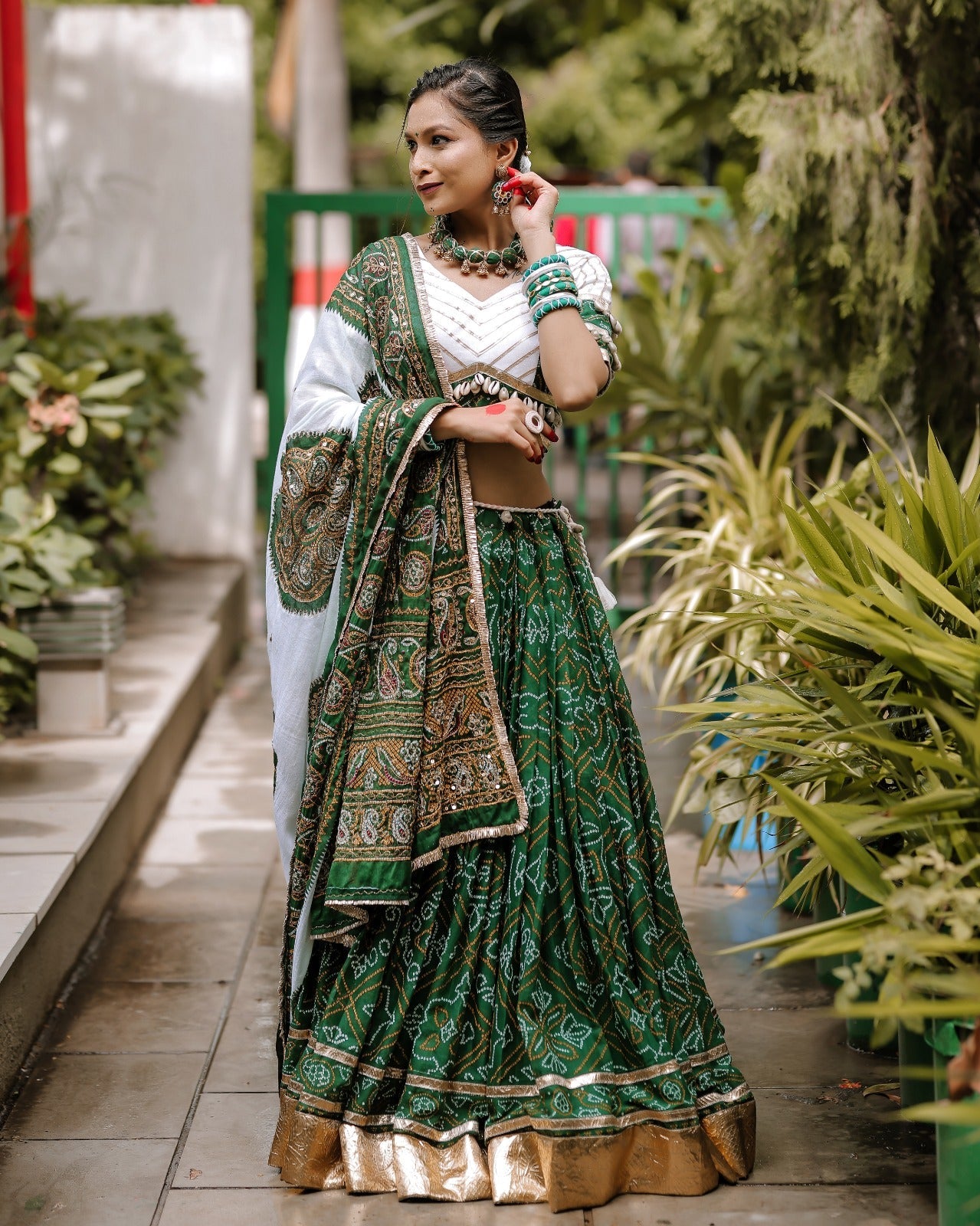 GREEN BANDHANI CHANIYA CHOLI HANDMADEAHOLIC BY MISHKA