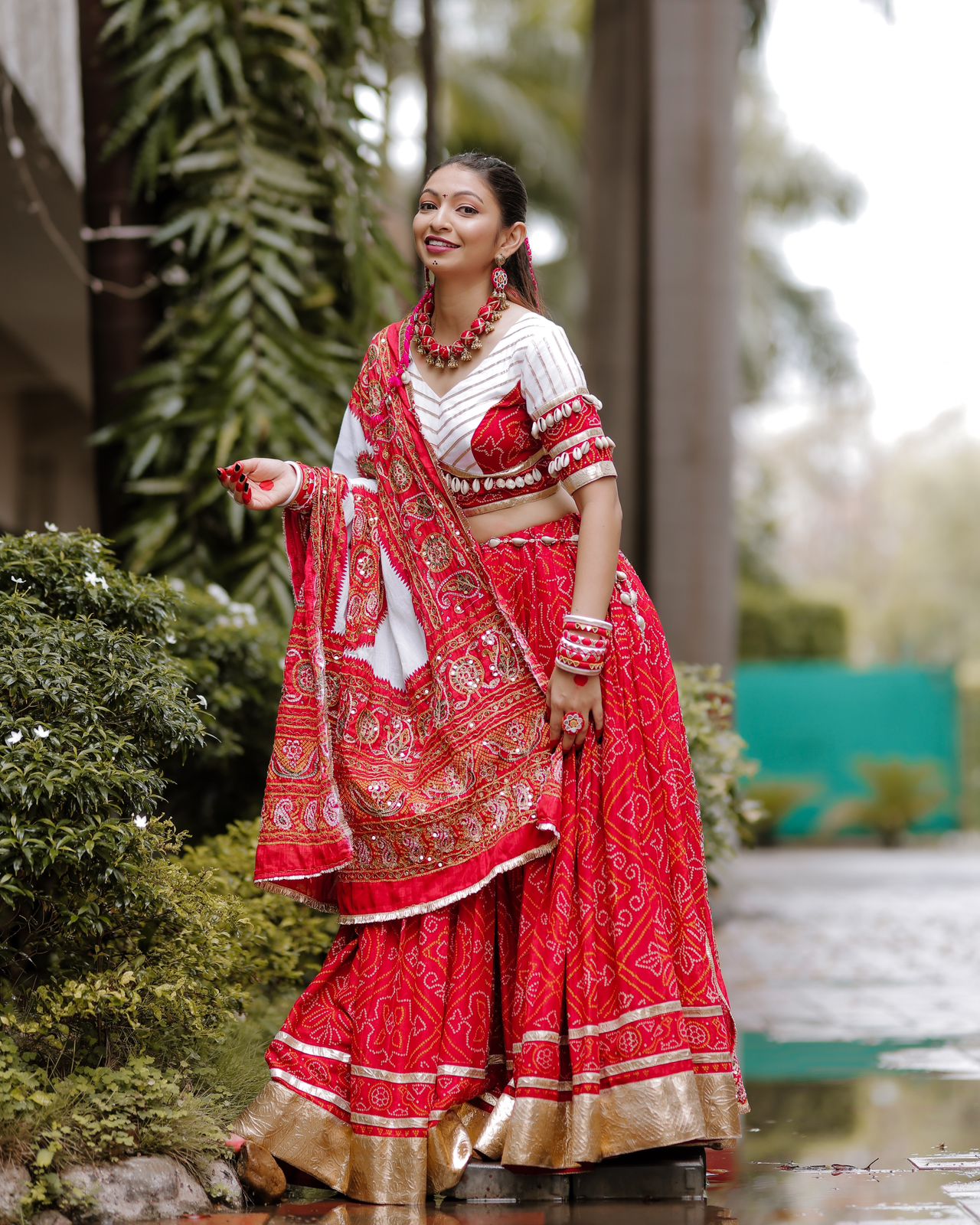 RED BANDHANI CHANIYA CHOLI HANDMADEAHOLIC BY MISHKA