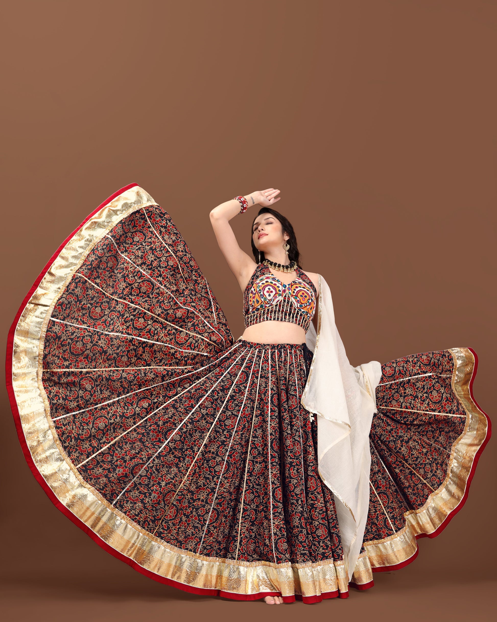 AJARAKH BLACK CHANIYA CHOLI RAAS'25 HANDMADEAHOLIC BY MISHKA