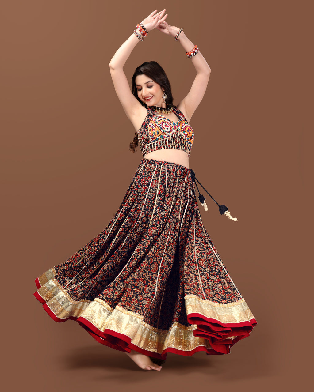 AJARAKH BLACK CHANIYA CHOLI RAAS'25 HANDMADEAHOLIC BY MISHKA