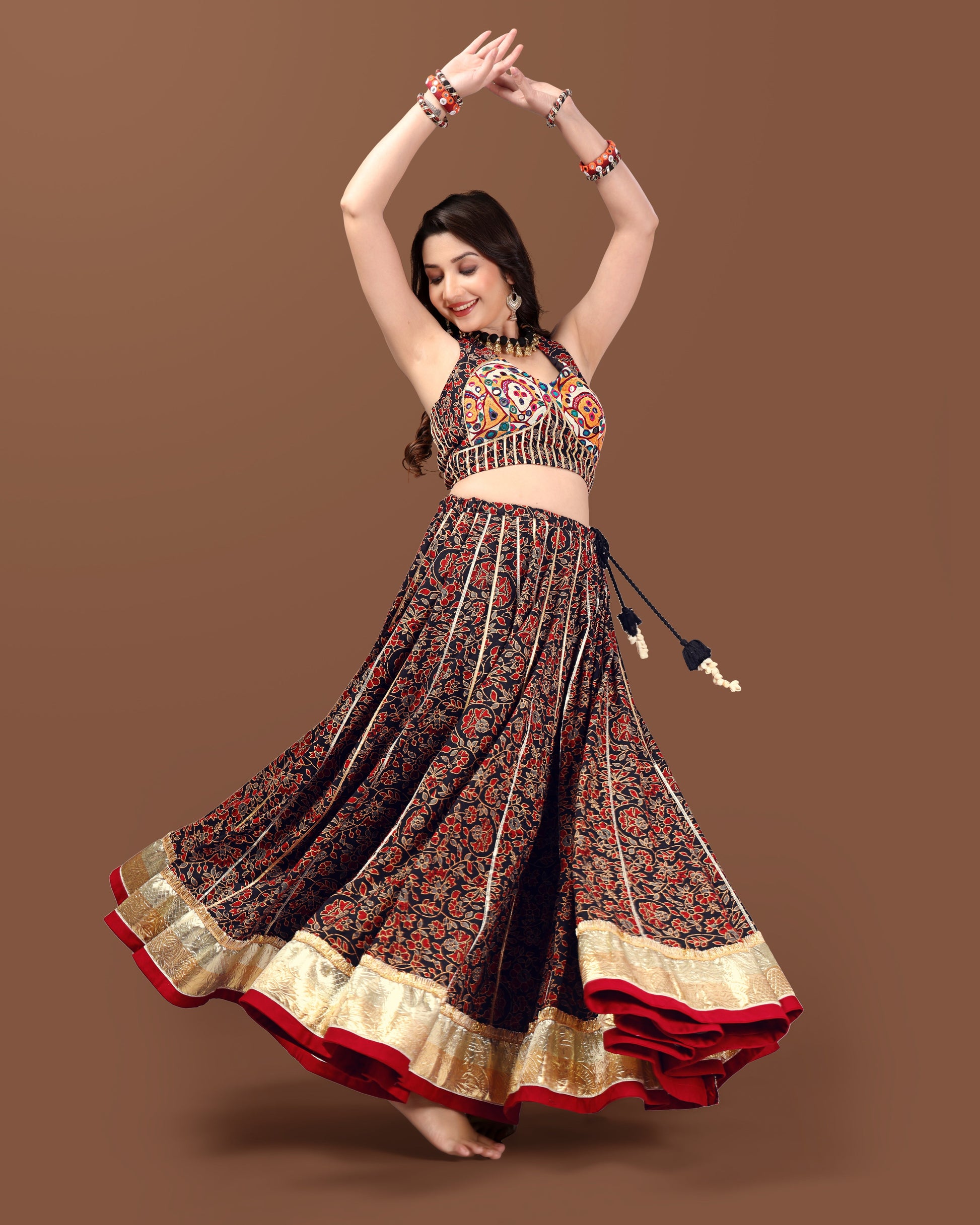 AJARAKH BLACK CHANIYA CHOLI RAAS'25 HANDMADEAHOLIC BY MISHKA