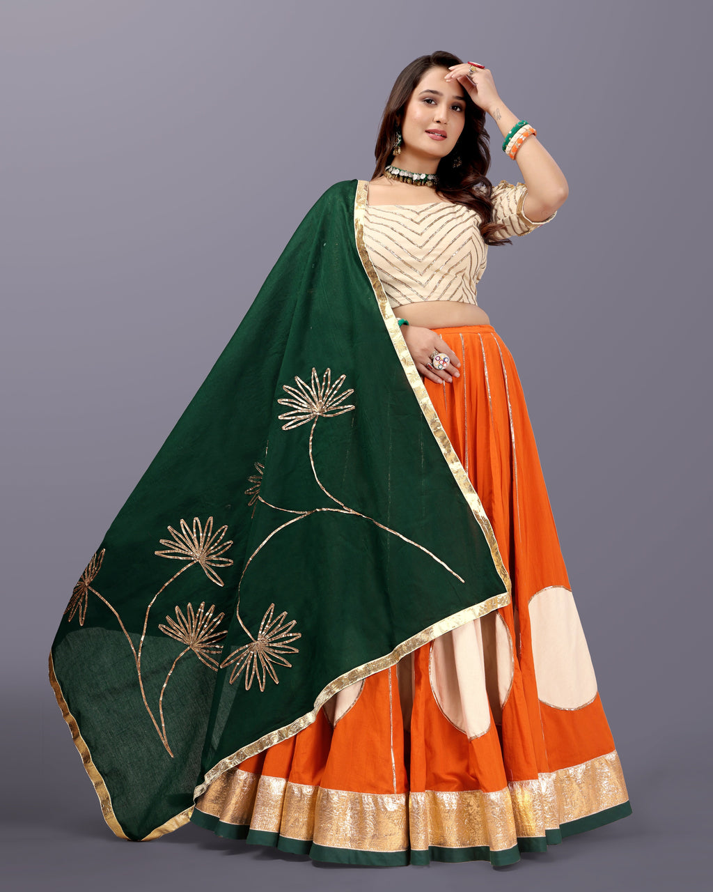 RUST ORANGE CHANIYA CHOLI  RAAS'25  - 2 HANDMADEAHOLIC BY MISHKA