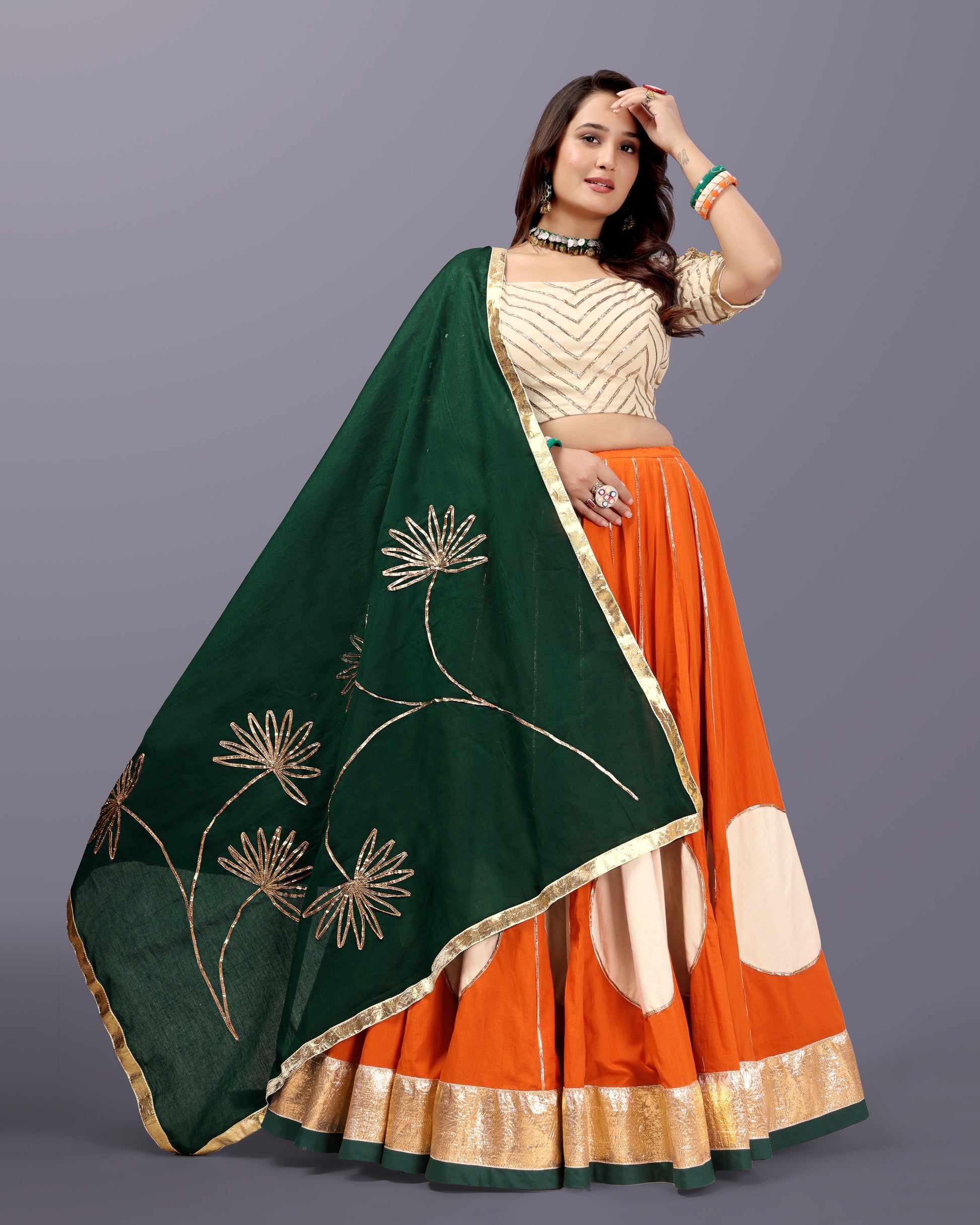 RUST ORANGE CHANIYA CHOLI  RAAS'25  - 2 HANDMADEAHOLIC BY MISHKA