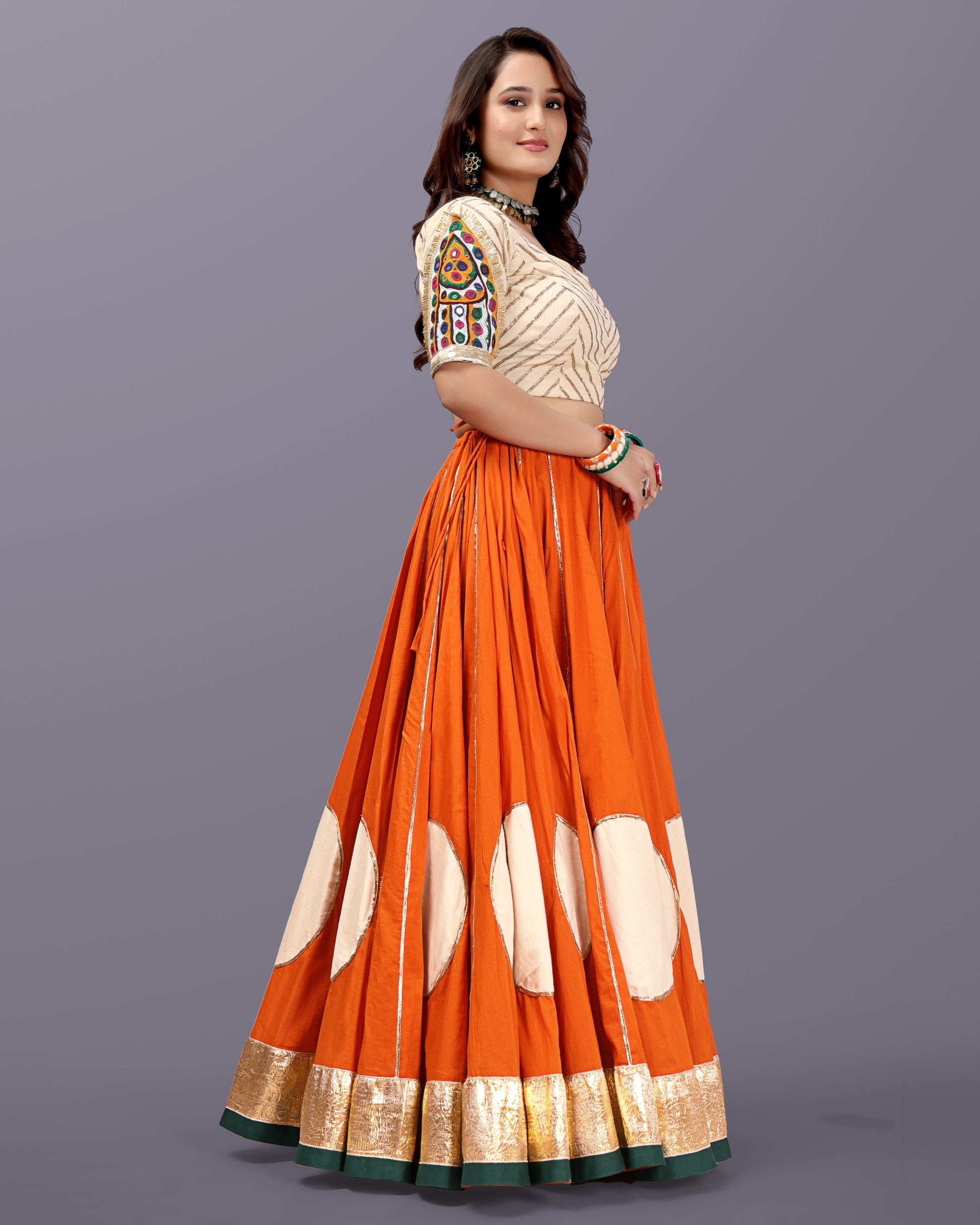 RUST ORANGE CHANIYA CHOLI  RAAS'25  - 2 HANDMADEAHOLIC BY MISHKA