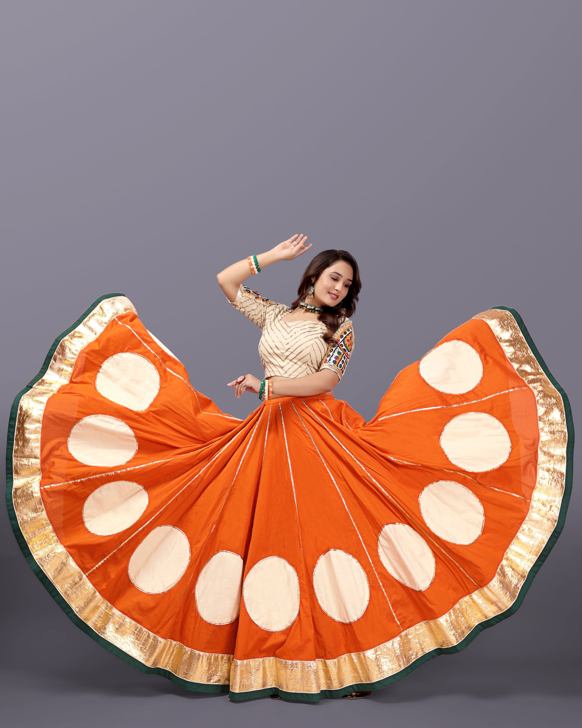RUST ORANGE CHANIYA CHOLI  RAAS'25  - 2 HANDMADEAHOLIC BY MISHKA