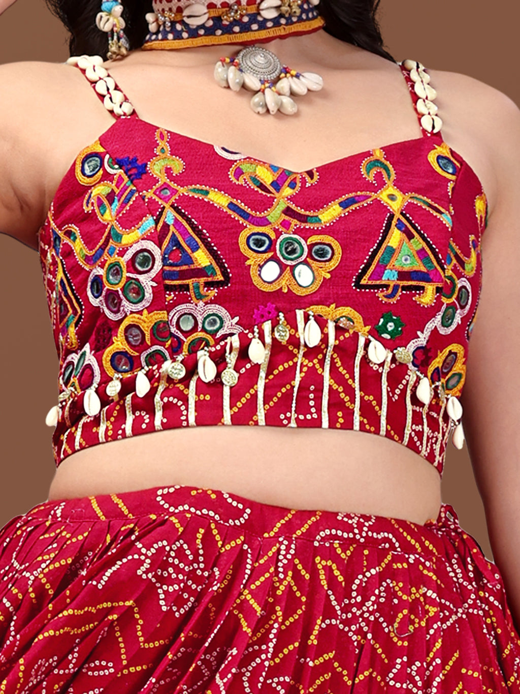 RED BANDHANI CHANIYA CHOLI RAAS'25 HANDMADEAHOLIC BY MISHKA