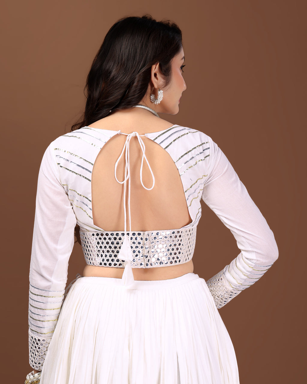 OFF WHITE SILVER GOTTA CHANIYA CHOLI RAAS'25 HANDMADEAHOLIC BY MISHKA