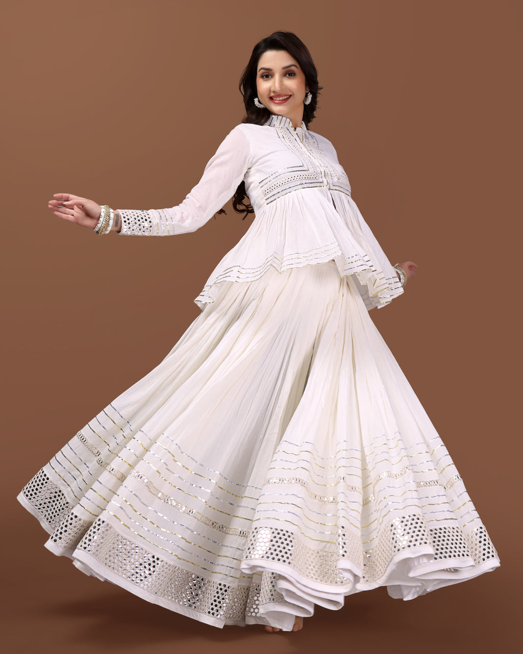 OFF WHITE SILVER KEDIYA GOTTA CHANIYA CHOLI RAAS'25 HANDMADEAHOLIC BY MISHKA