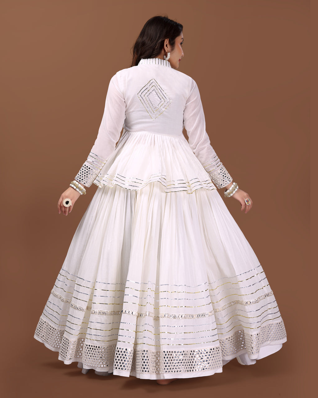 OFF WHITE SILVER KEDIYA GOTTA CHANIYA CHOLI RAAS'25 HANDMADEAHOLIC BY MISHKA