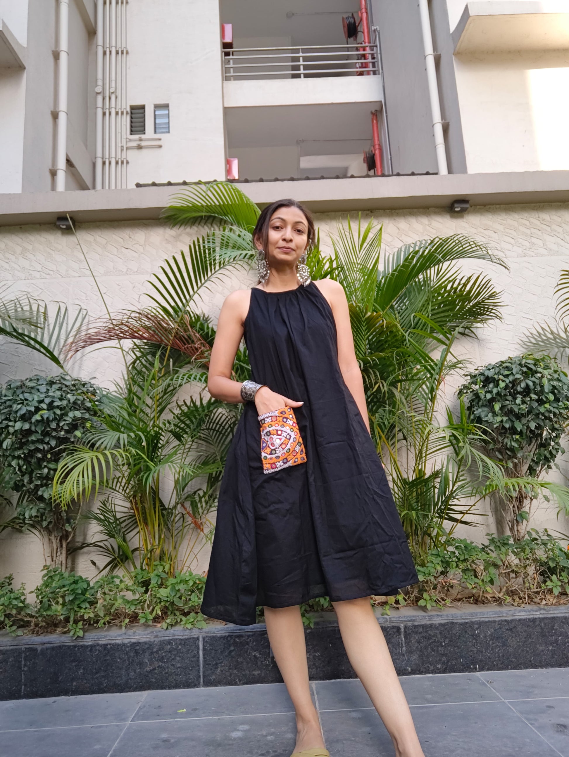 BLACK POCKET BOHO A-LINE KURTIES HANDMADEAHOLIC BY MISHKA