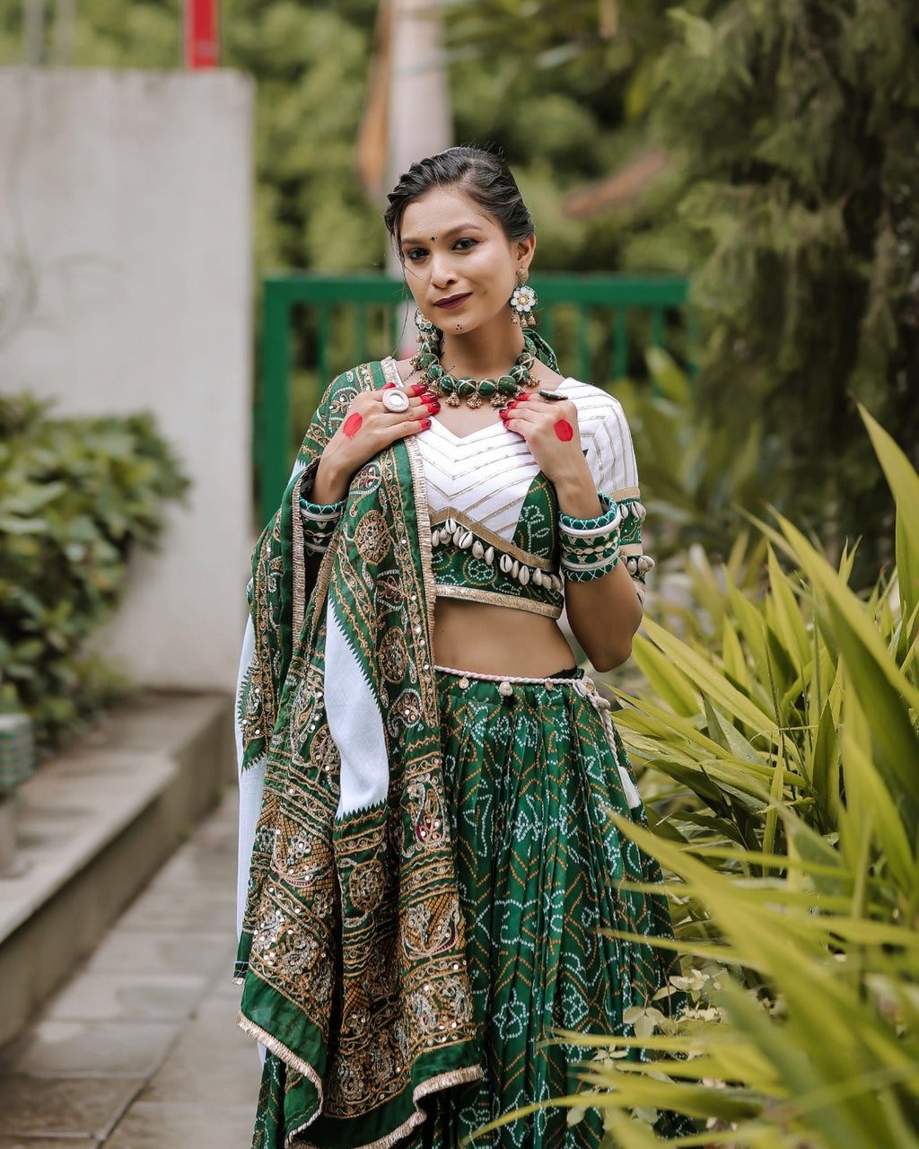 GREEN BANDHANI CHANIYA CHOLI HANDMADEAHOLIC BY MISHKA