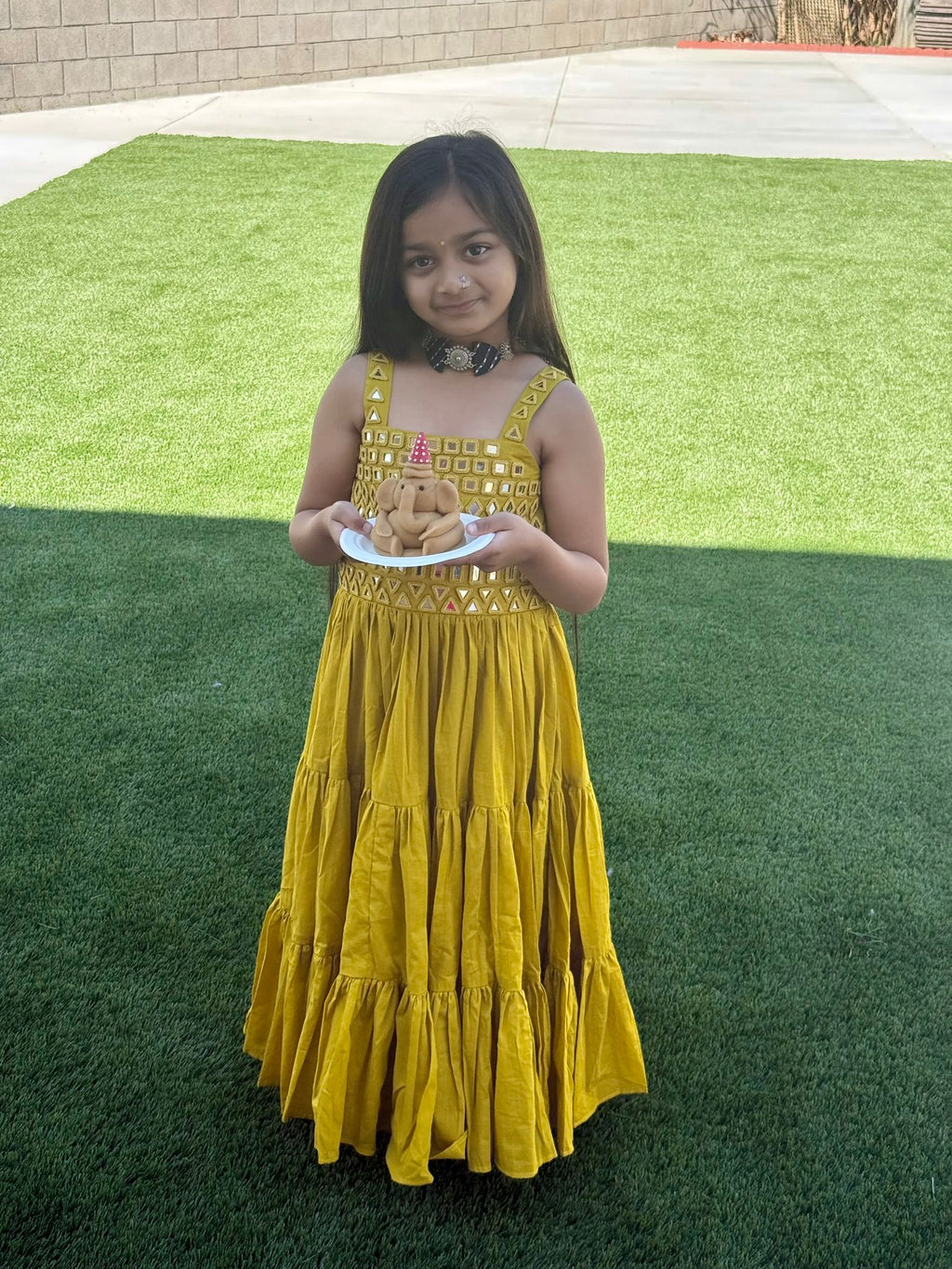 MIRROR MULMUL GOWN KIDS RAAS'25 HANDMADEAHOLIC BY MISHKA