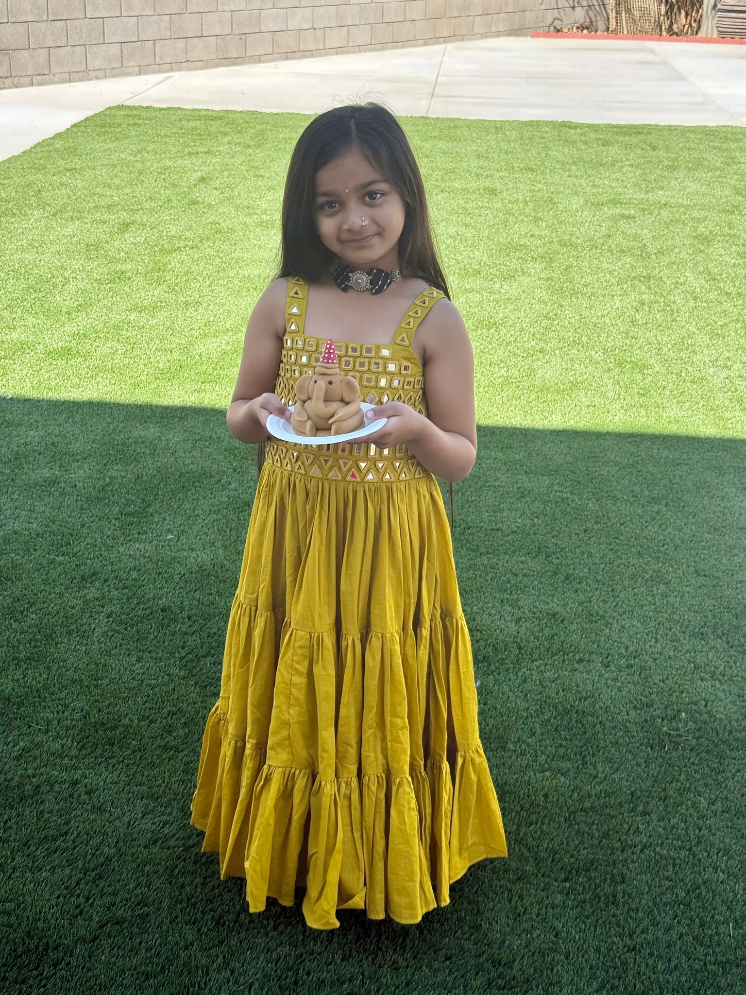 MIRROR MULMUL GOWN KIDS RAAS'25 HANDMADEAHOLIC BY MISHKA