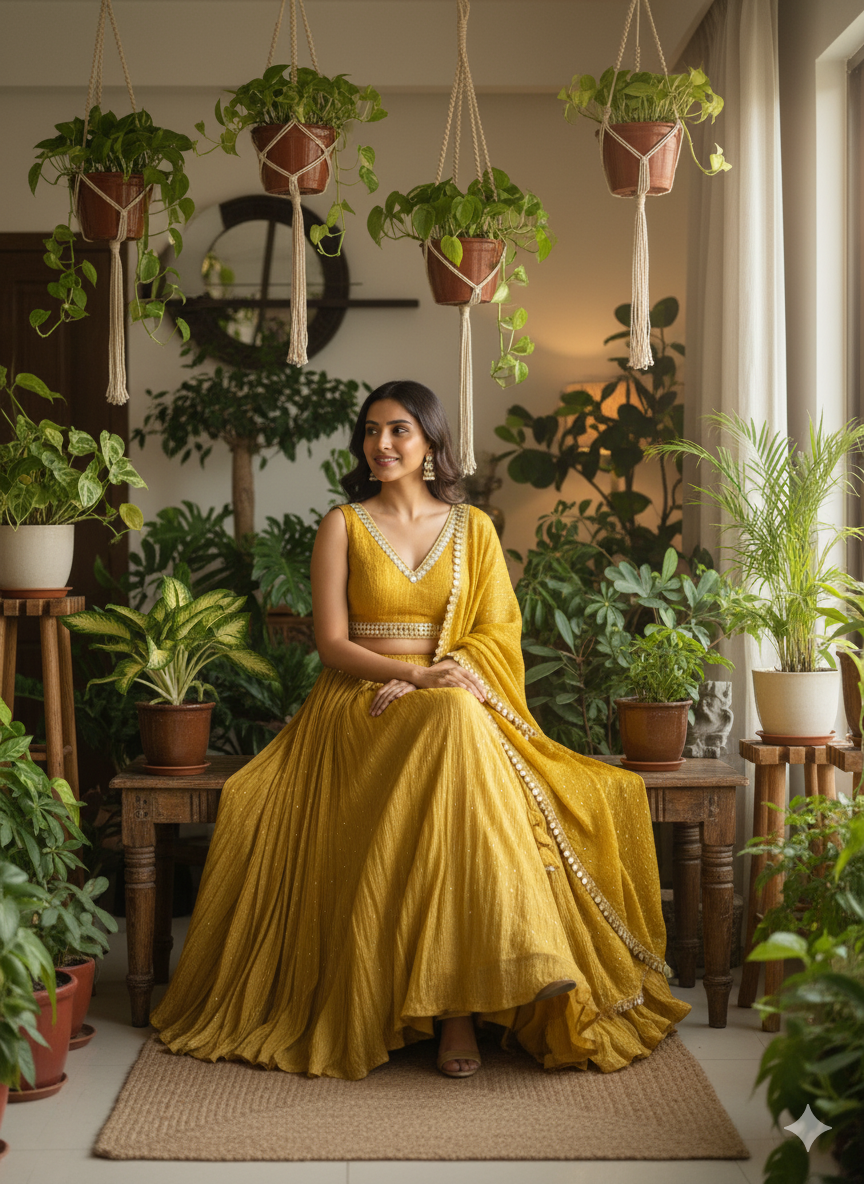 MUSTARD CRUSH LEHNGHA HANDMADEAHOLIC BY MISHKA