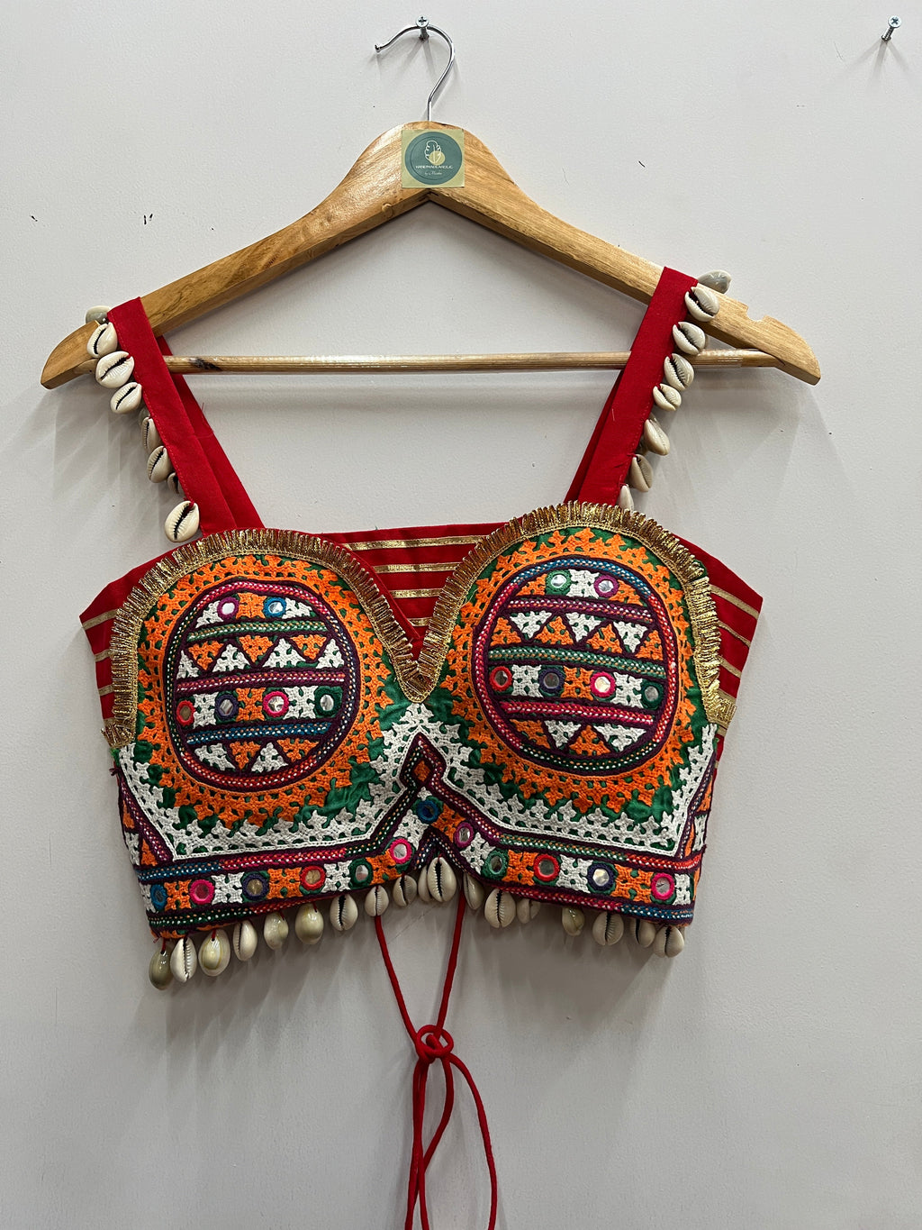RED CIRCLE SPAGHETTI KUTCHI BLOUSE HANDMADEAHOLIC BY MISHKA