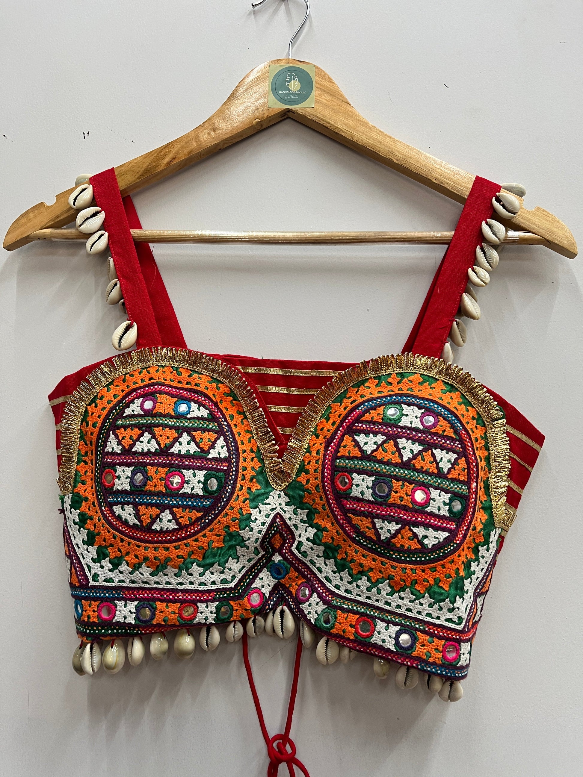 RED CIRCLE SPAGHETTI KUTCHI BLOUSE HANDMADEAHOLIC BY MISHKA