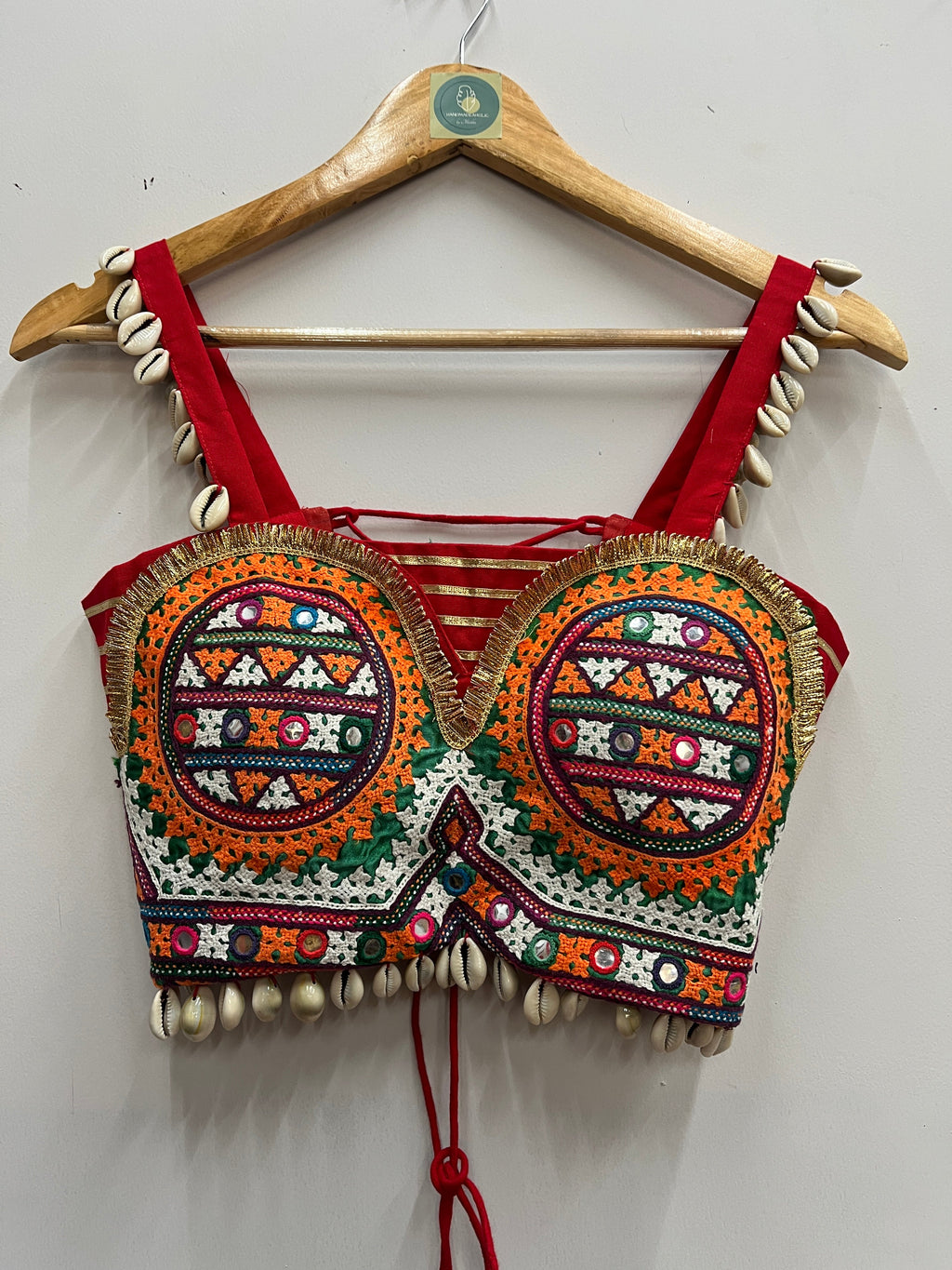 RED CIRCLE SPAGHETTI KUTCHI BLOUSE HANDMADEAHOLIC BY MISHKA