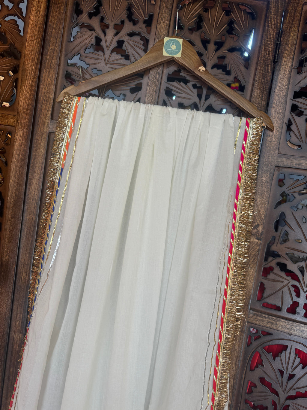 OFF WHITE GOTA LACE DUPATTA HANDMADEAHOLIC BY MISHKA