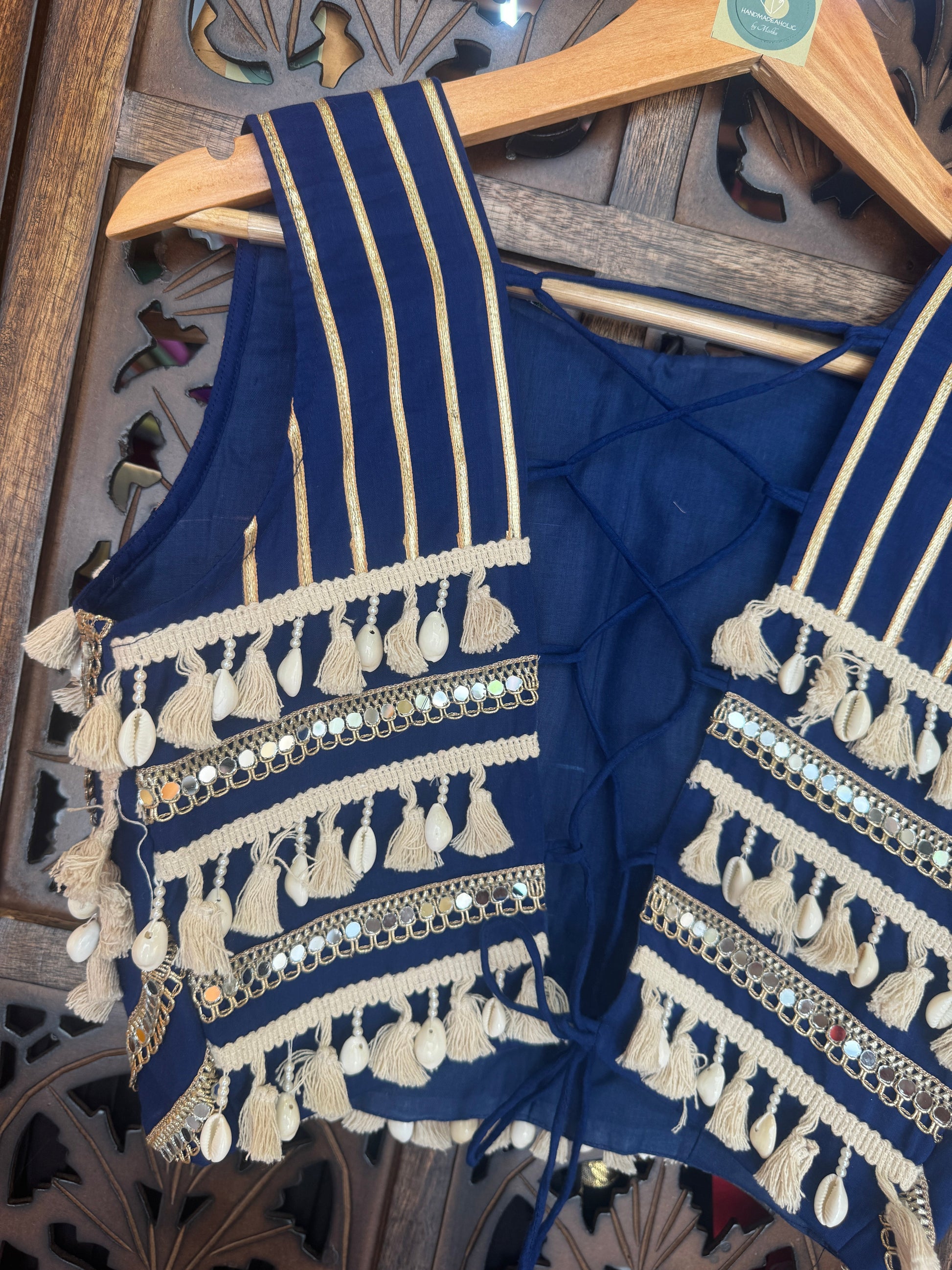 BLUE AND OFF WHITE CHANIYA CHOLI RAAS'25 HANDMADEAHOLIC BY MISHKA